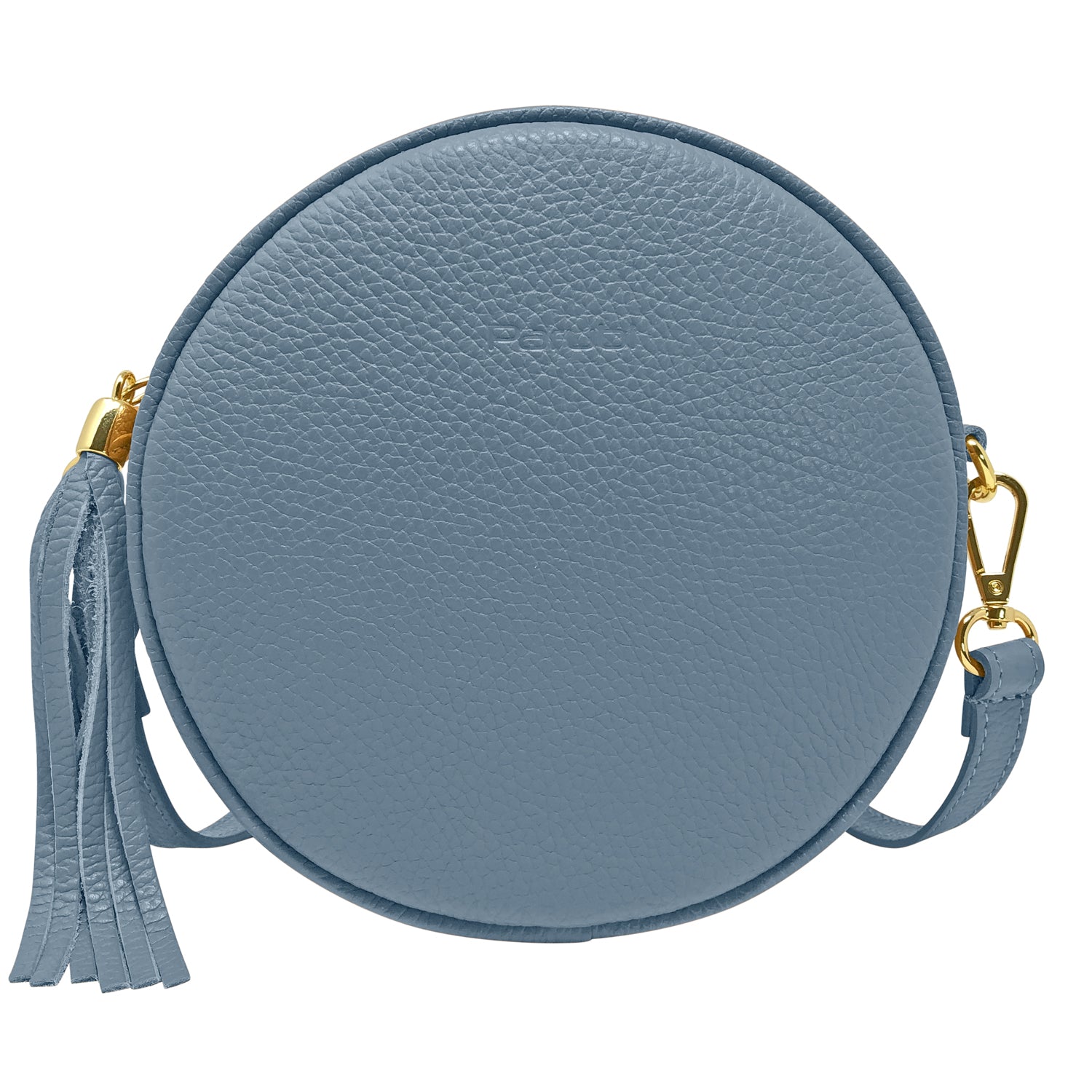 Borsa Donna a Tracolla Rotonda, In Vera Pelle, Made in Italy, Modello Dora Avio
