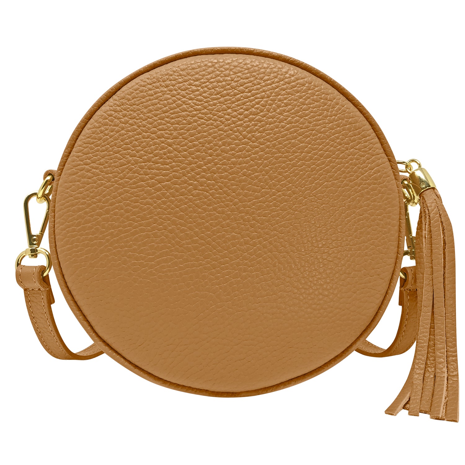 Borsa Donna a Tracolla Rotonda, In Vera Pelle, Made in Italy, Modello Dora
