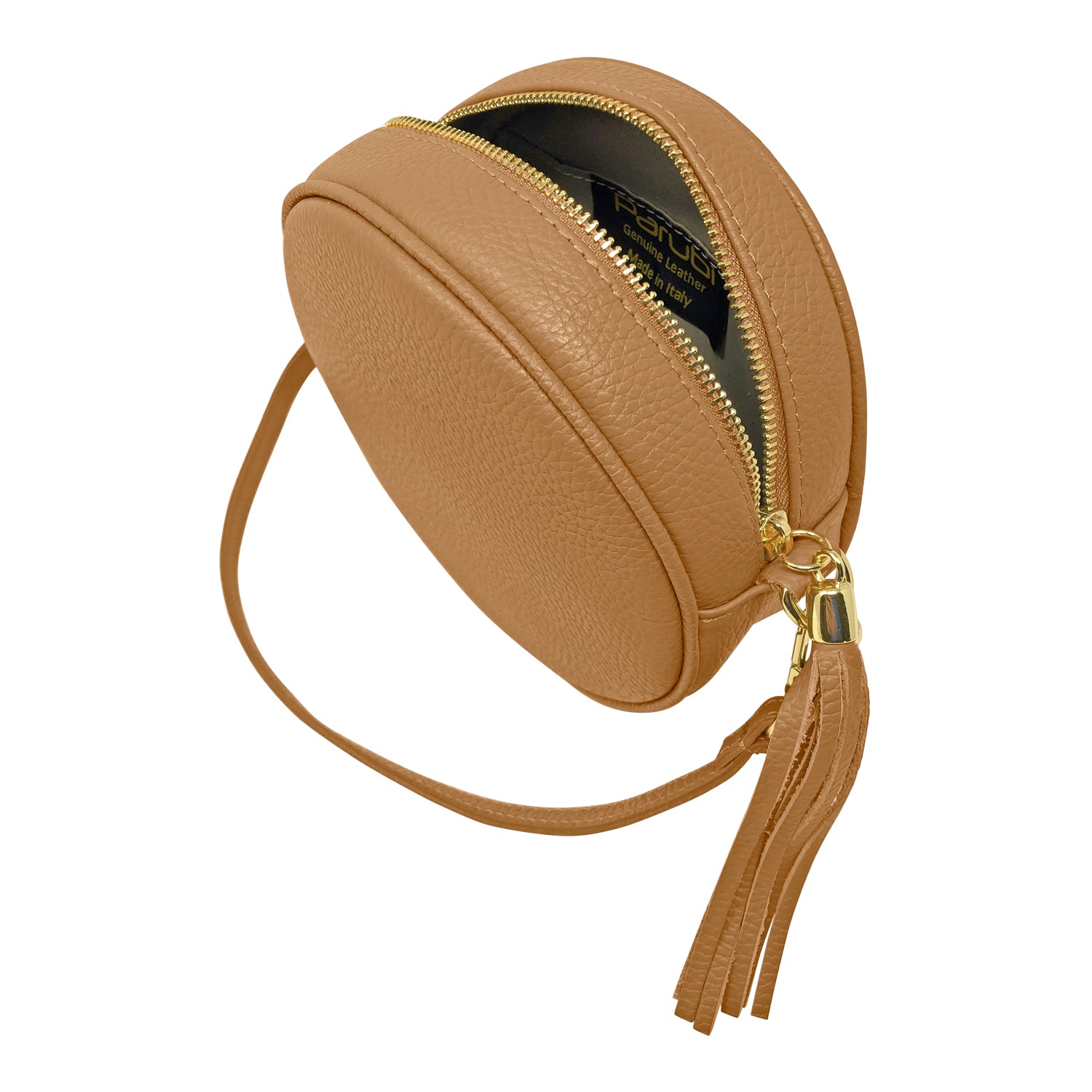 Borsa Donna a Tracolla Rotonda, In Vera Pelle, Made in Italy, Modello Dora