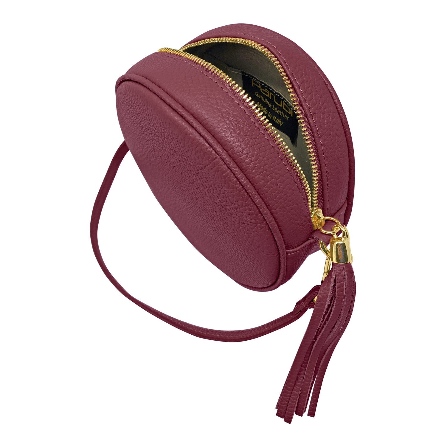 Borsa Donna a Tracolla Rotonda, In Vera Pelle, Made in Italy, Modello Dora