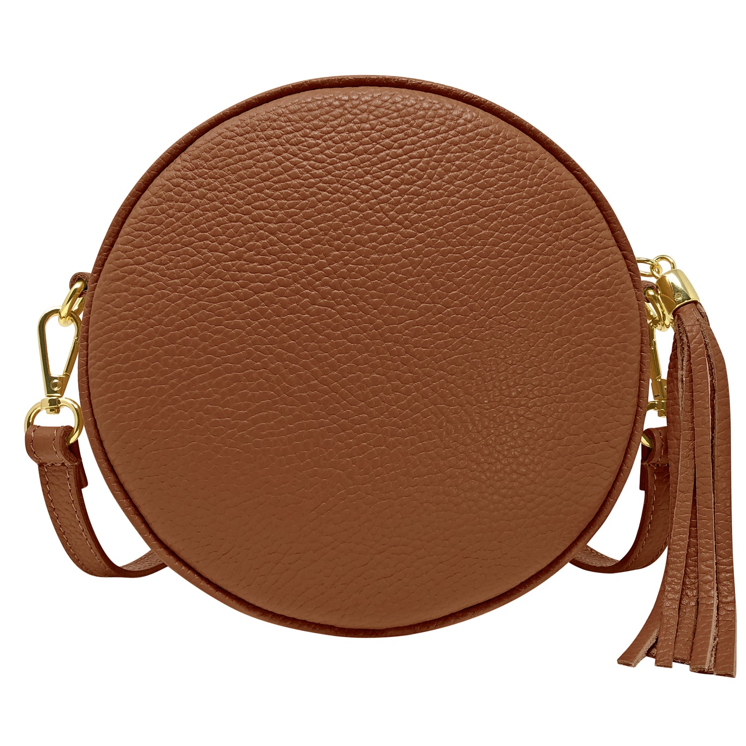 Borsa Donna a Tracolla Rotonda, In Vera Pelle, Made in Italy, Modello Dora