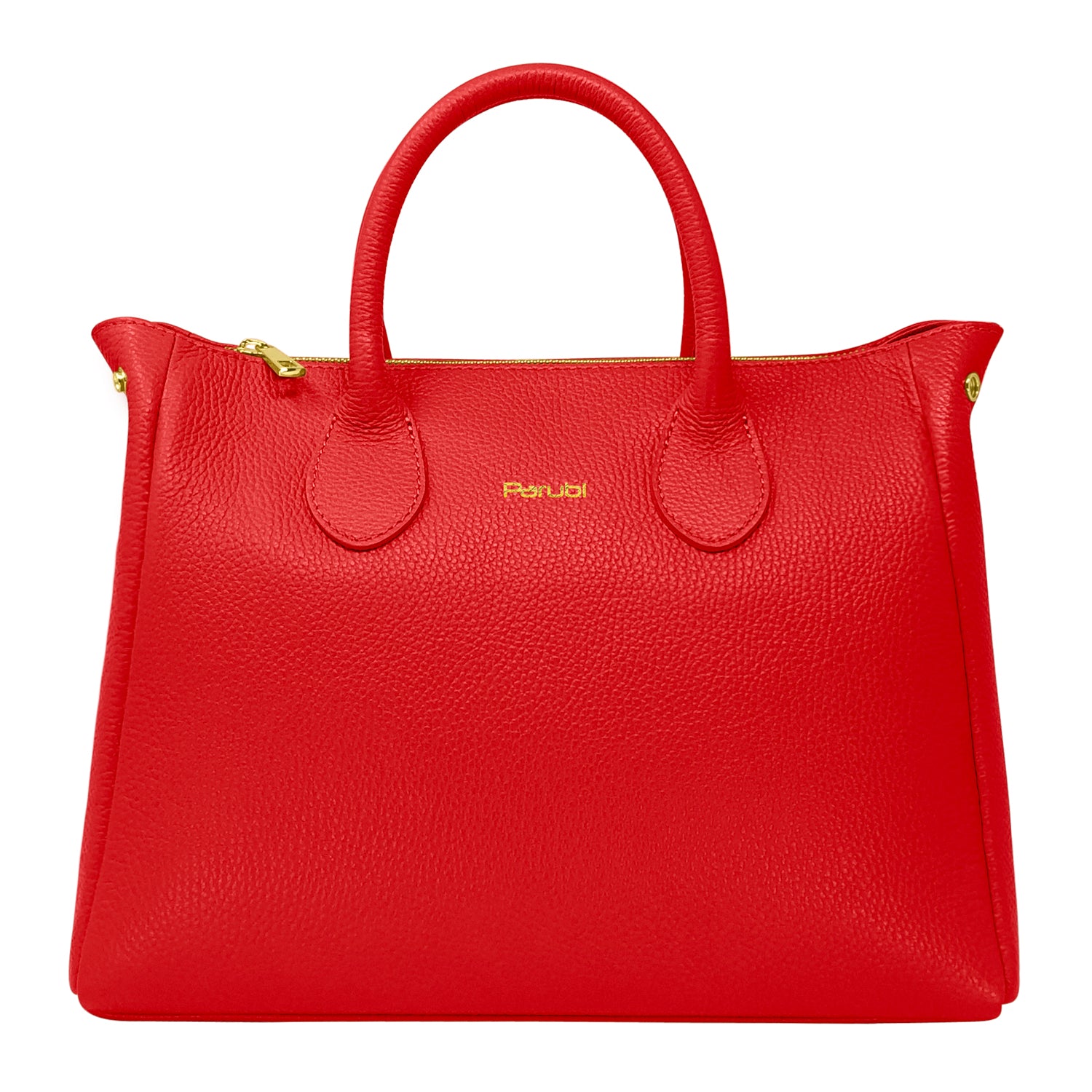 Borsa Donna a Mano con Tracolla, In Vera Pelle Morbida, Made in Italy, Modello Ada Rosso