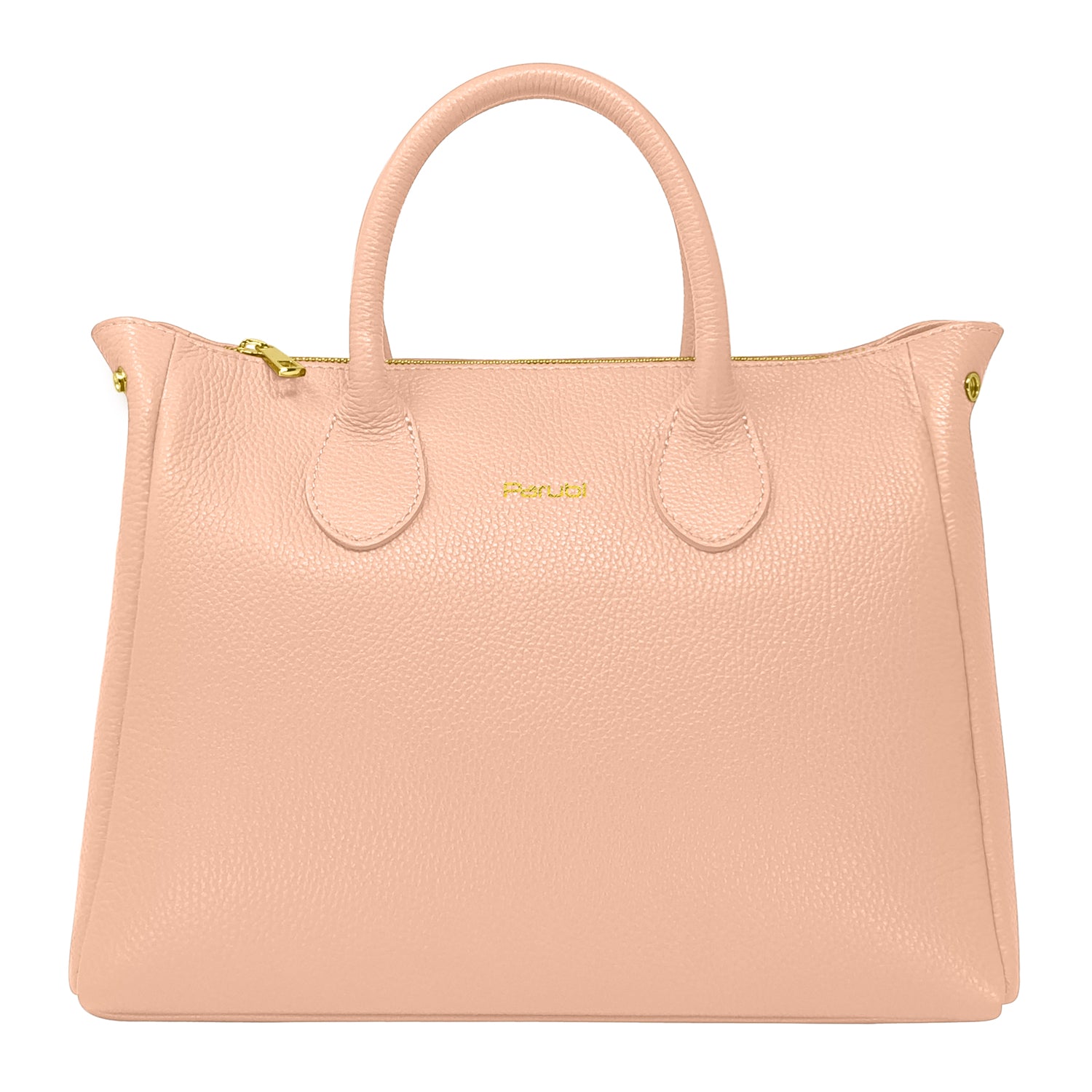 Borsa Donna a Mano con Tracolla, In Vera Pelle Morbida, Made in Italy, Modello Ada Rosa Cipria