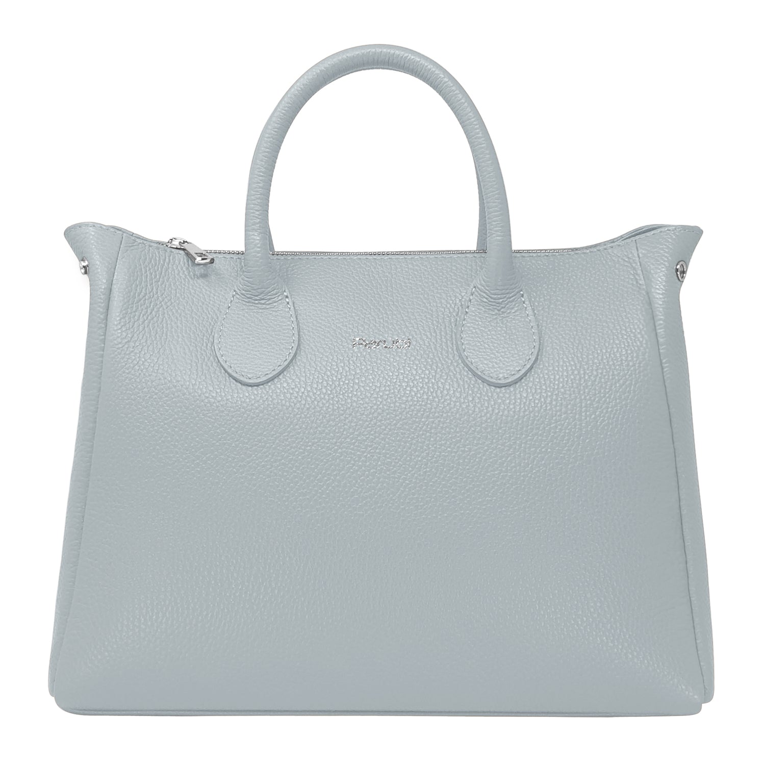 Borsa Donna a Mano con Tracolla, In Vera Pelle Morbida, Made in Italy, Modello Ada Celeste