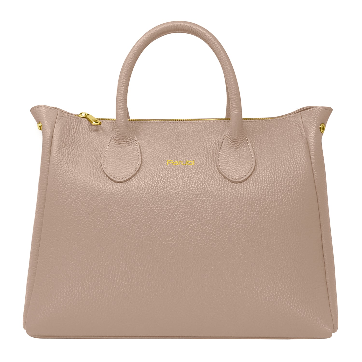 Borsa Donna a Mano con Tracolla, In Vera Pelle Morbida, Made in Italy, Modello Ada Tortora