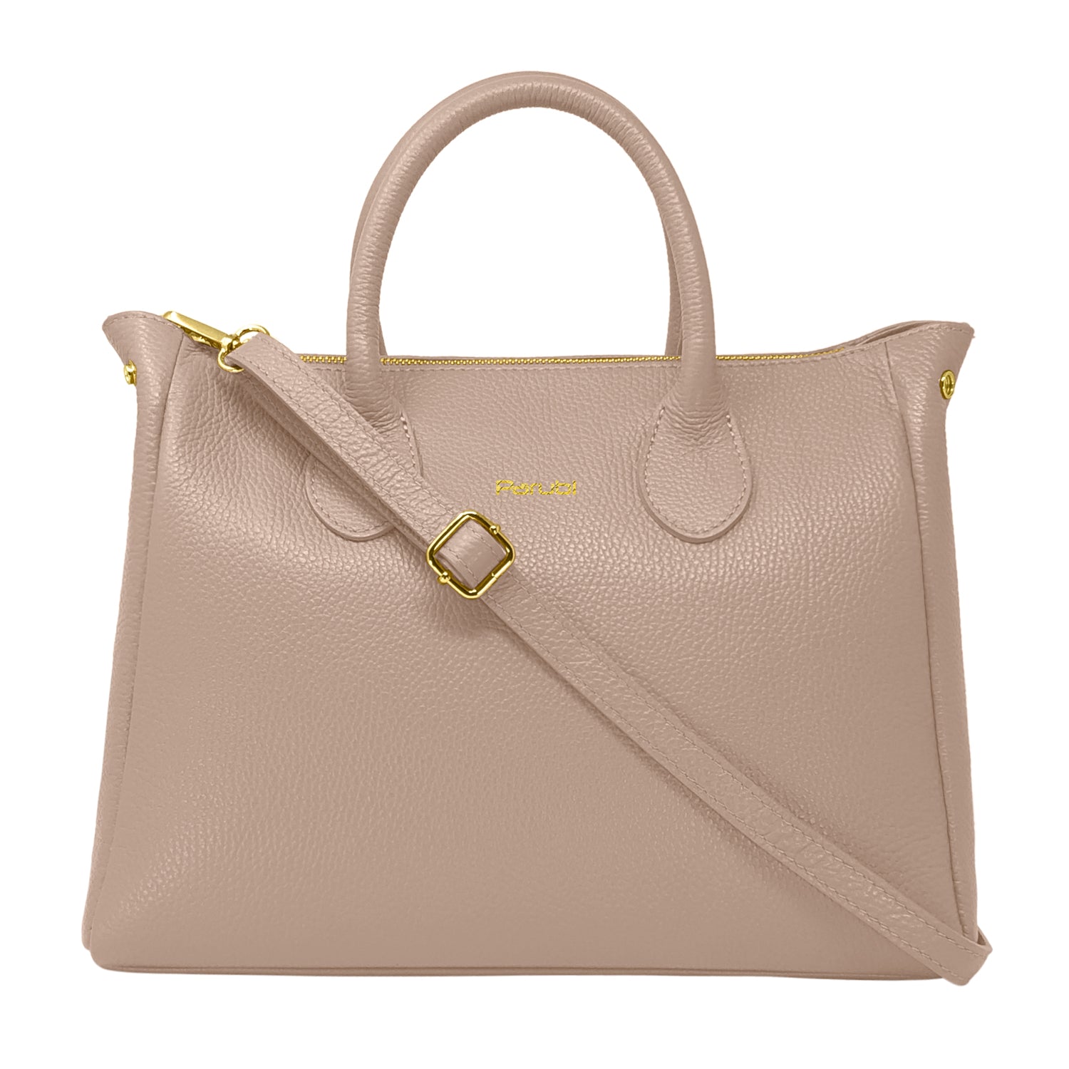 Borsa Donna a Mano con Tracolla, In Vera Pelle Morbida, Made in Italy, Modello Ada