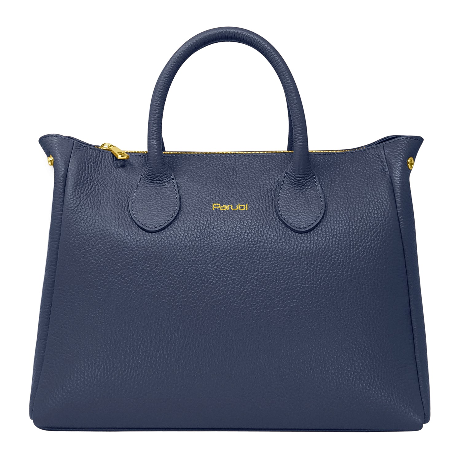 Borsa Donna a Mano con Tracolla, In Vera Pelle Morbida, Made in Italy, Modello Ada Blu Jeans