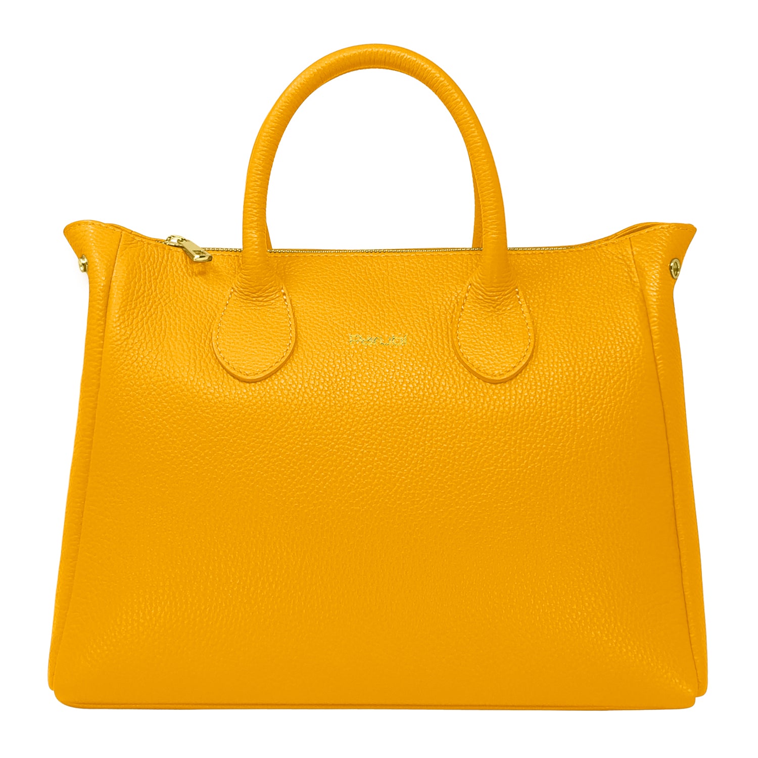 Borsa Donna a Mano con Tracolla, In Vera Pelle Morbida, Made in Italy, Modello Ada Giallo