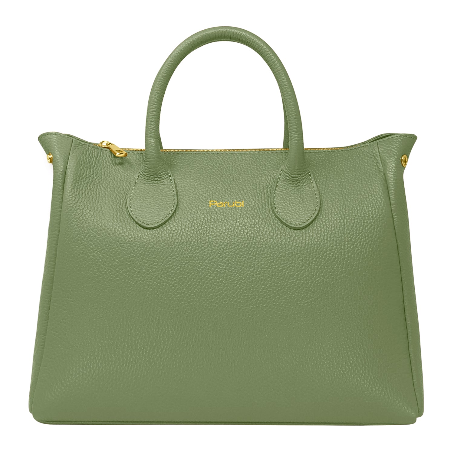 Borsa Donna a Mano con Tracolla, In Vera Pelle Morbida, Made in Italy, Modello Ada Verde Salvia