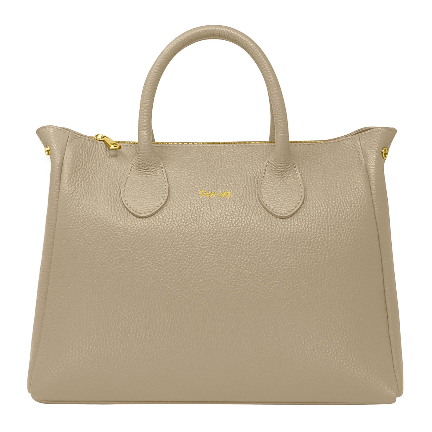 Borsa Donna a Mano con Tracolla, In Vera Pelle Morbida, Made in Italy, Modello Ada Sabbia
