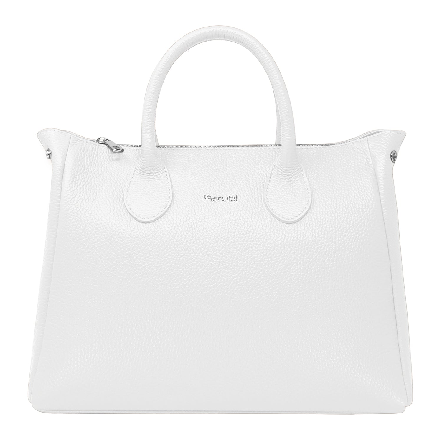 Borsa Donna a Mano con Tracolla, In Vera Pelle Morbida, Made in Italy, Modello Ada Bianco