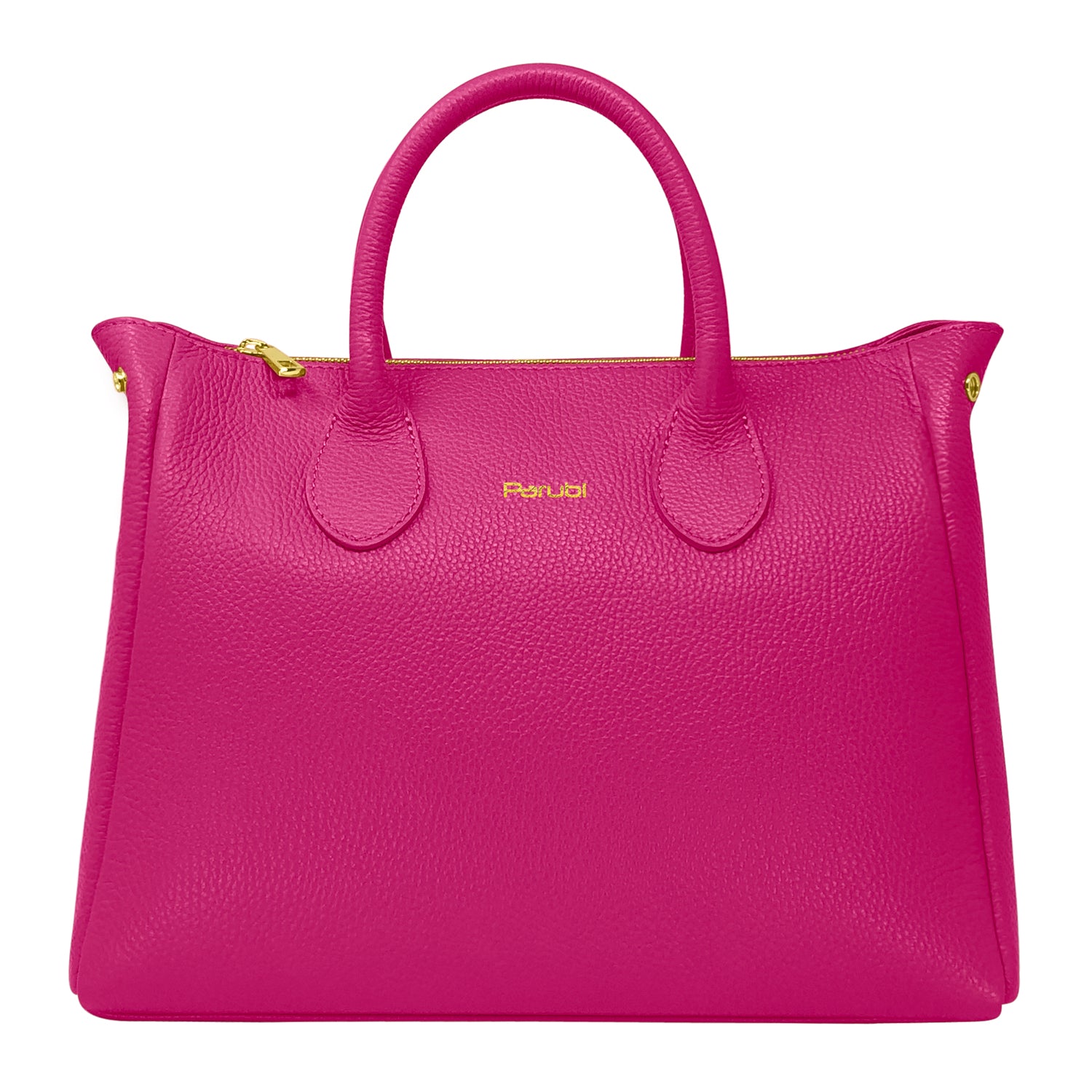Borsa Donna a Mano con Tracolla, In Vera Pelle Morbida, Made in Italy, Modello Ada Fucsia