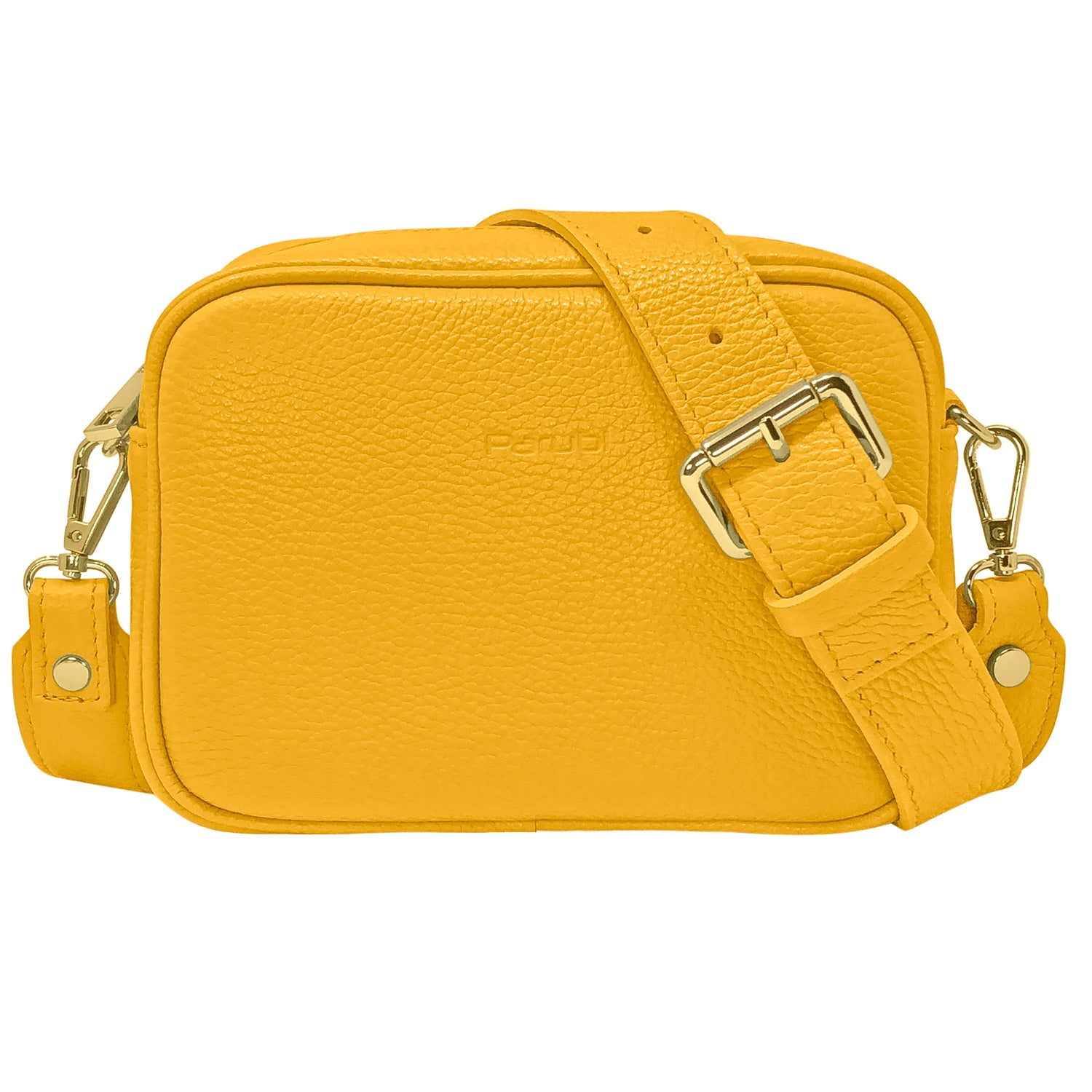 Borsa Donna a Tracolla, In Vera Pelle, Made in Italy, Modello Ginevra Giallo Canarino
