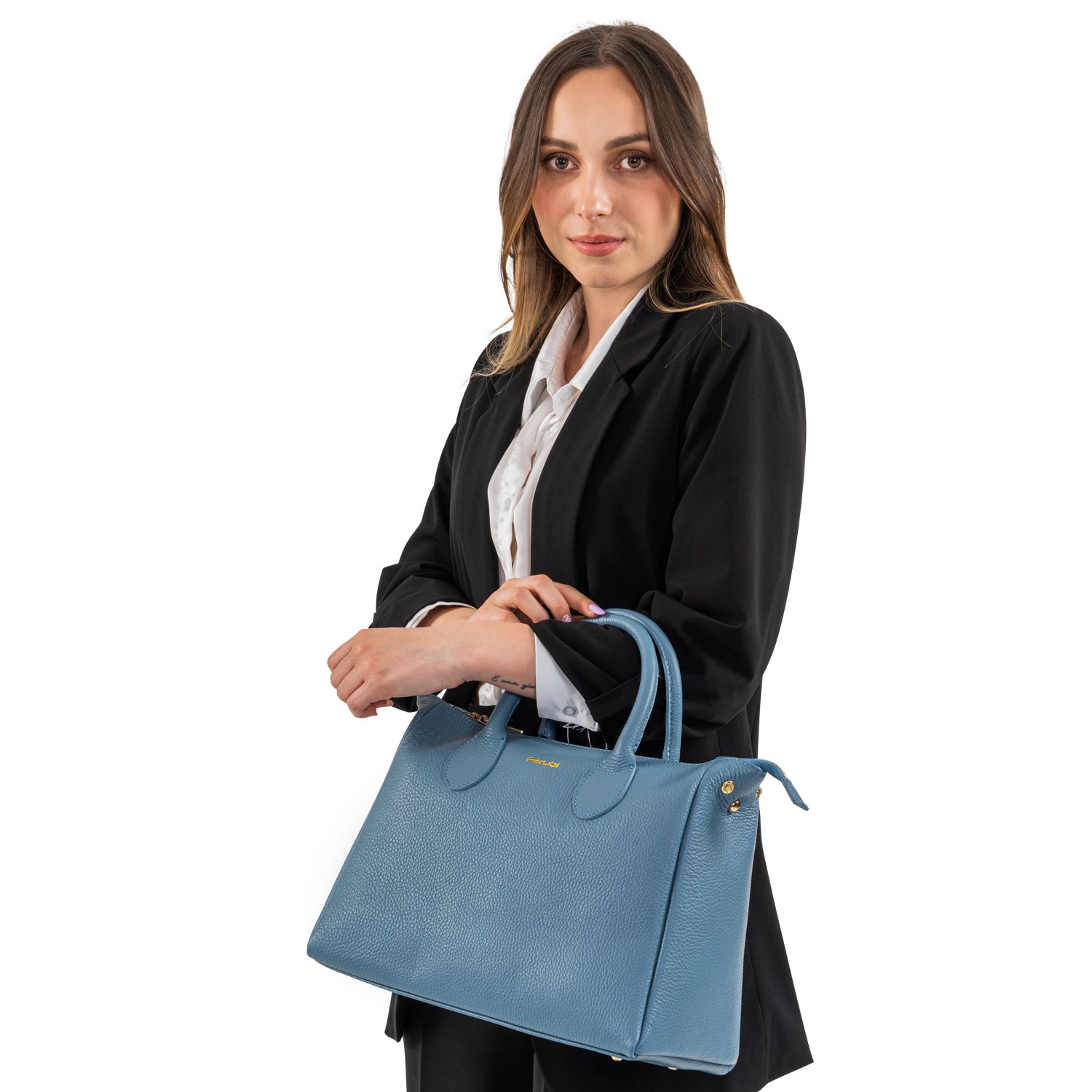 Borsa Donna a Mano con Tracolla, In Vera Pelle Morbida, Made in Italy, Modello Ada