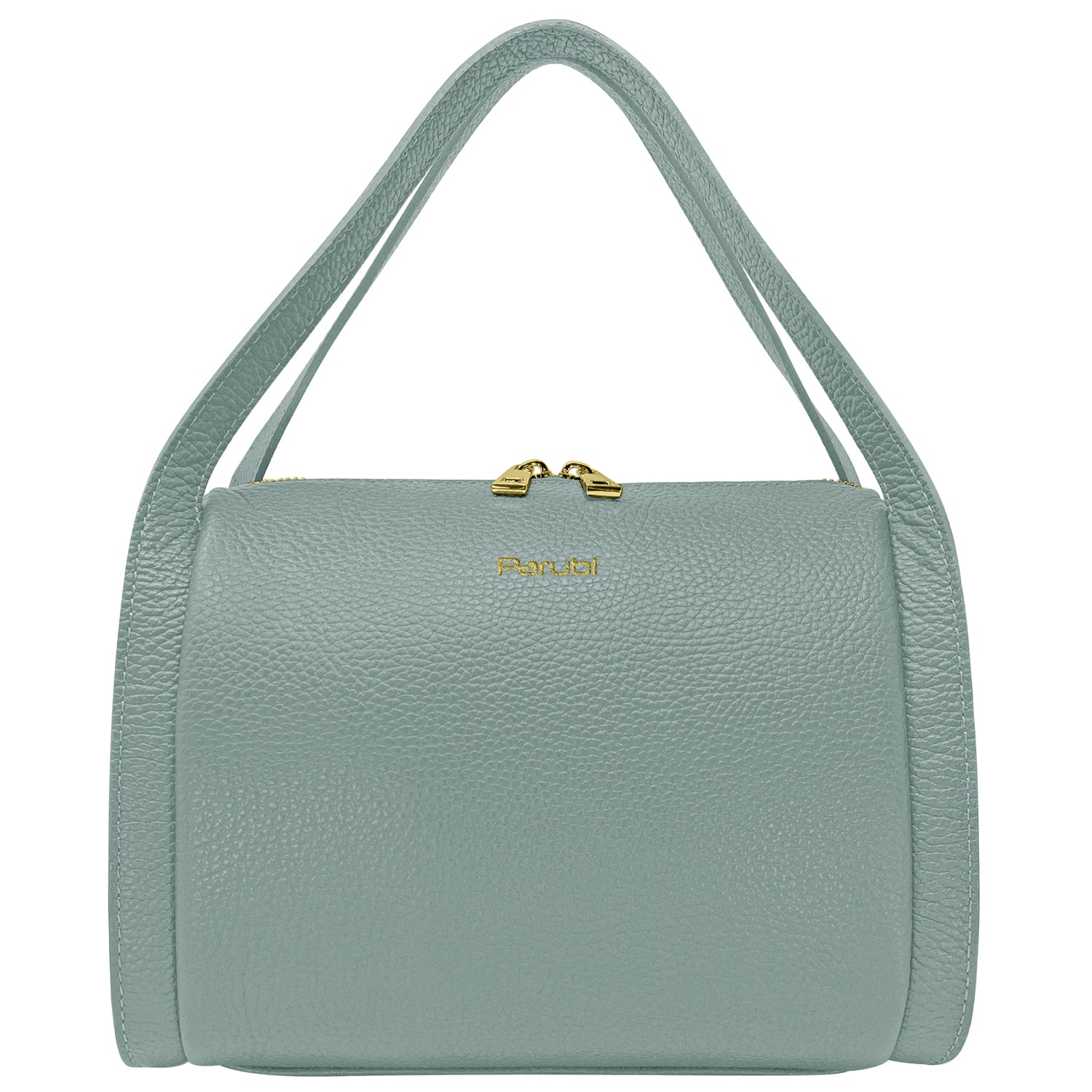 Borsa Donna a Mano con Tracolla, In Vera Pelle Morbida, Made in Italy, Modello Anette Grigio Azzurro