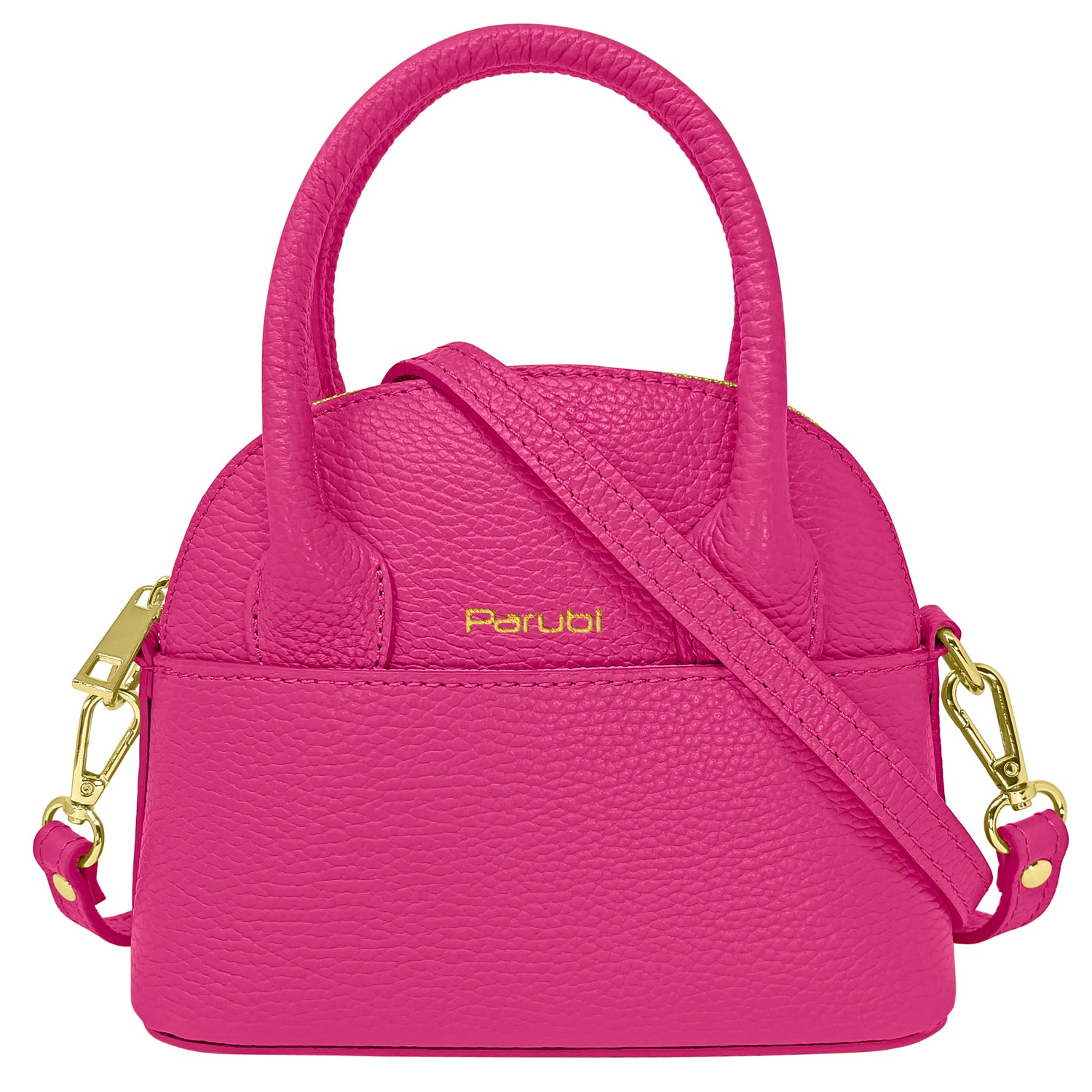 Borsa Donna Piccola a Mano con Tracolla, In Vera Pelle, Made in Italy, Modello Deva Fucsia