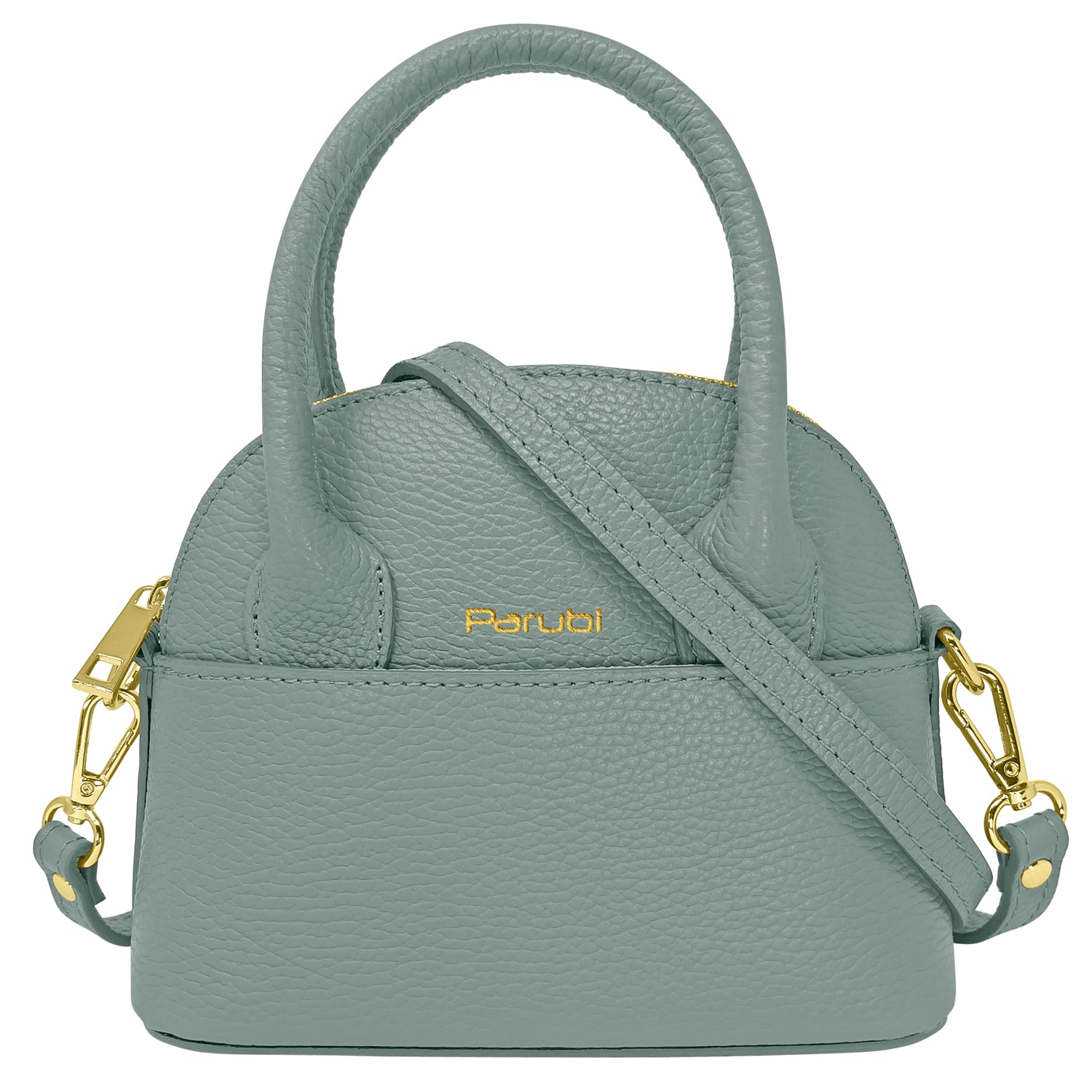 Borsa Donna Piccola a Mano con Tracolla, In Vera Pelle, Made in Italy, Modello Deva Grigio Azzurro
