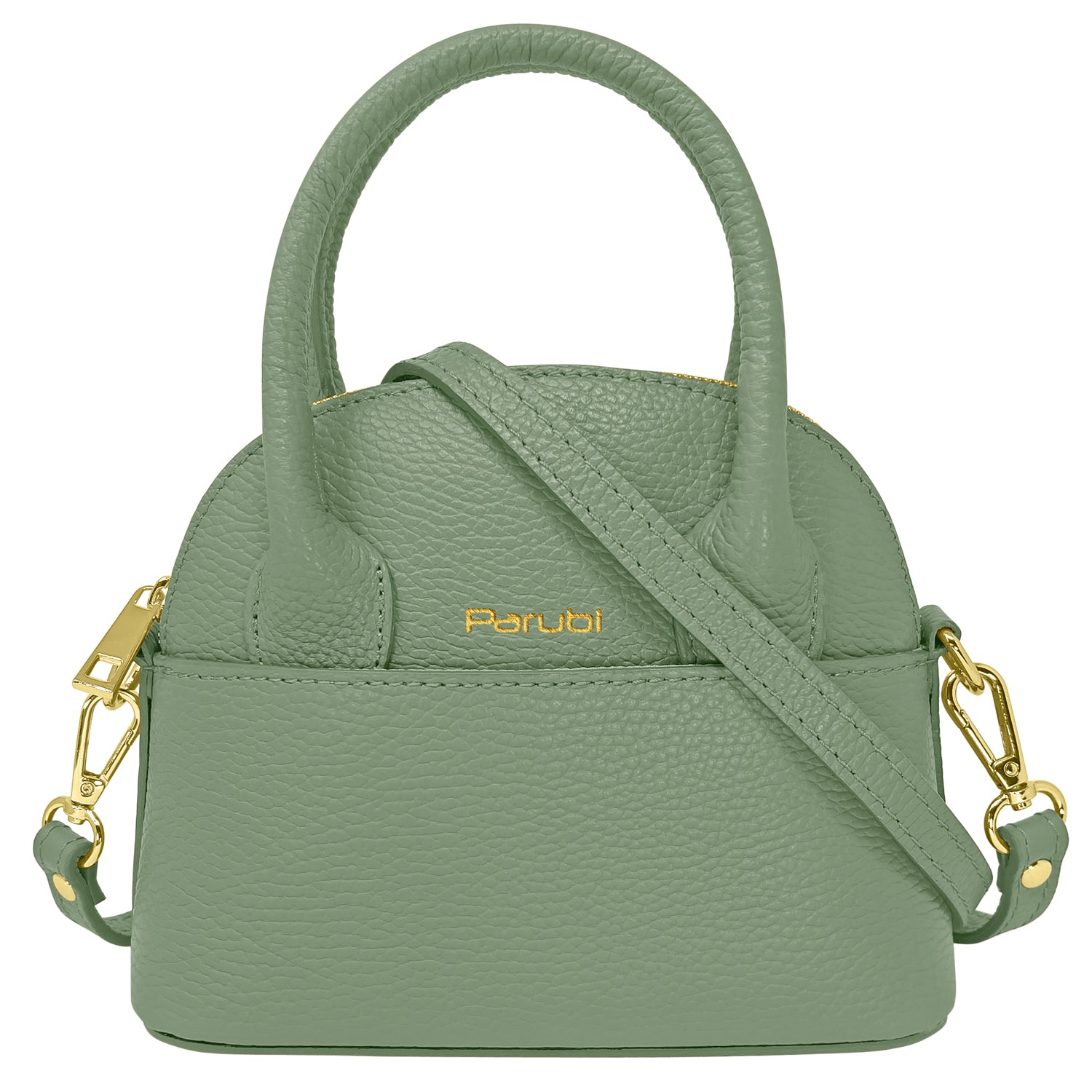 Borsa Donna Piccola a Mano con Tracolla, In Vera Pelle, Made in Italy, Modello Deva Verde Salvia