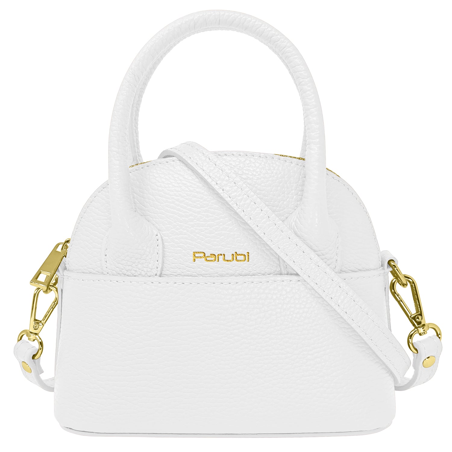 Borsa Donna Piccola a Mano con Tracolla, In Vera Pelle, Made in Italy, Modello Deva Bianco