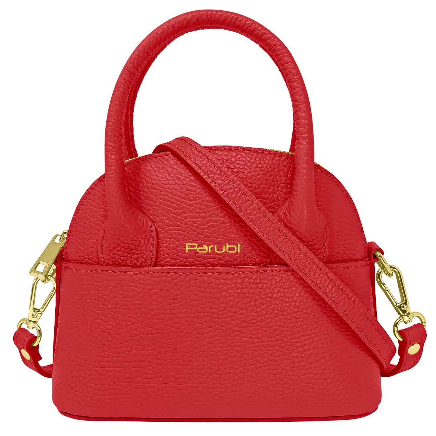 Borsa Donna Piccola a Mano con Tracolla, In Vera Pelle, Made in Italy, Modello Deva Rosso