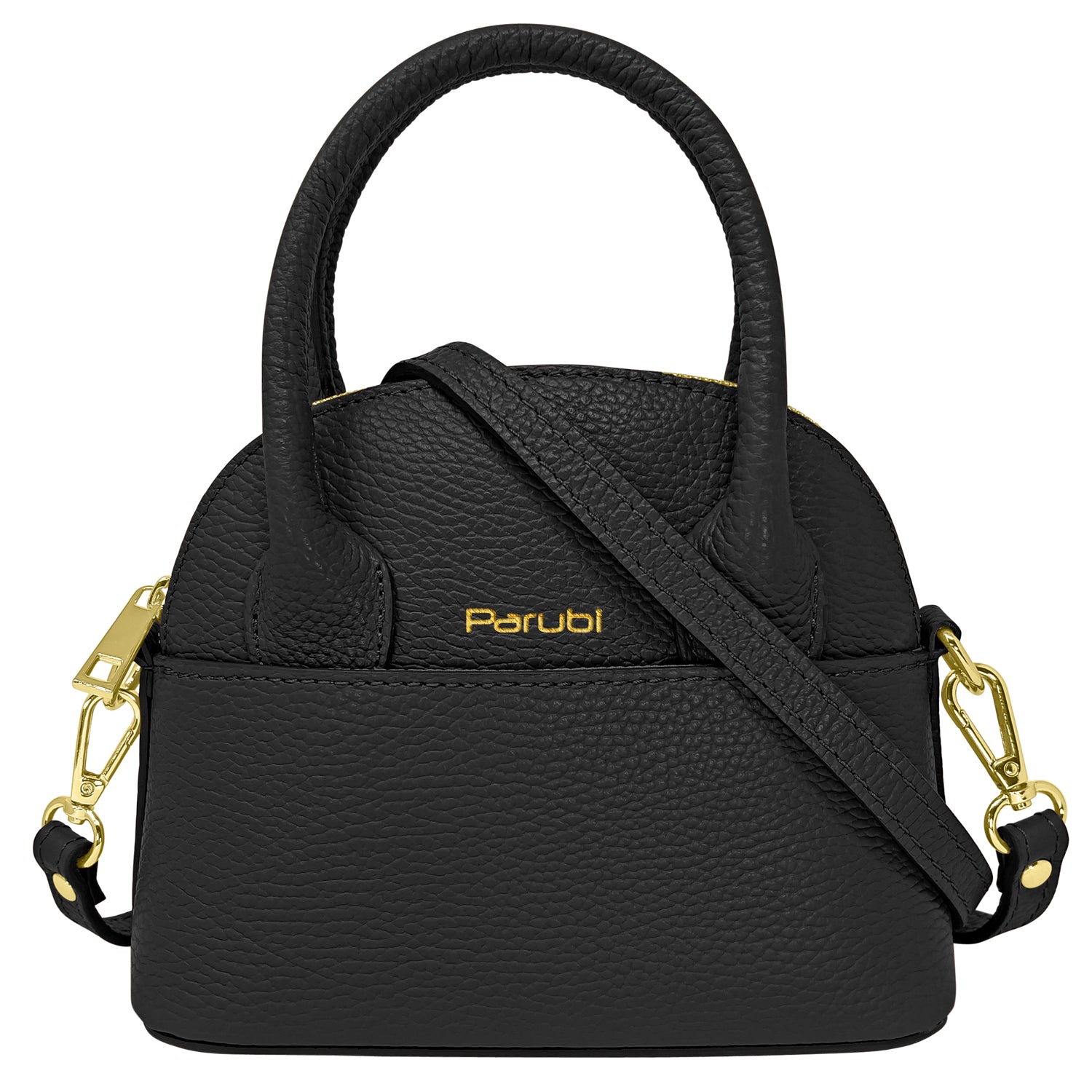Borsa Donna Piccola a Mano con Tracolla, In Vera Pelle, Made in Italy, Modello Deva Nero
