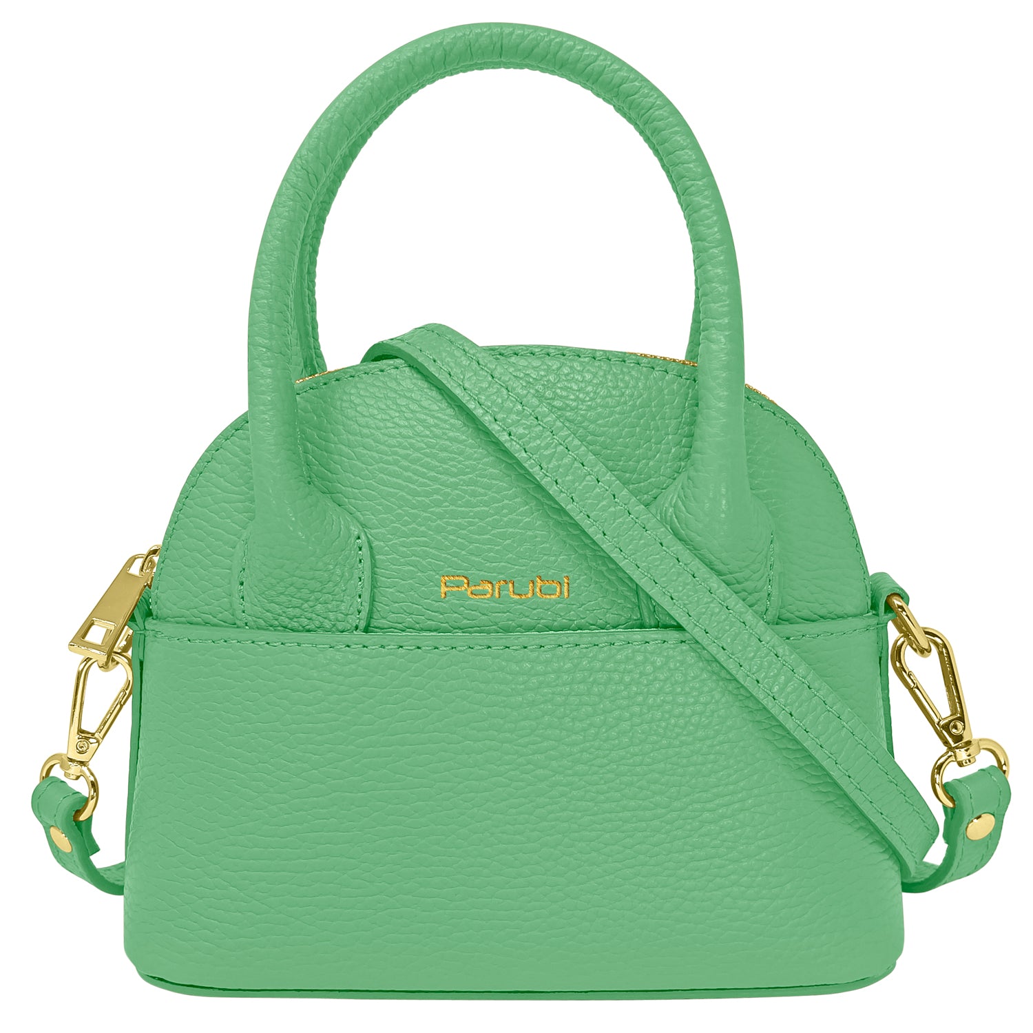 Borsa Donna Piccola a Mano con Tracolla, In Vera Pelle, Made in Italy, Modello Deva Verde Pastello