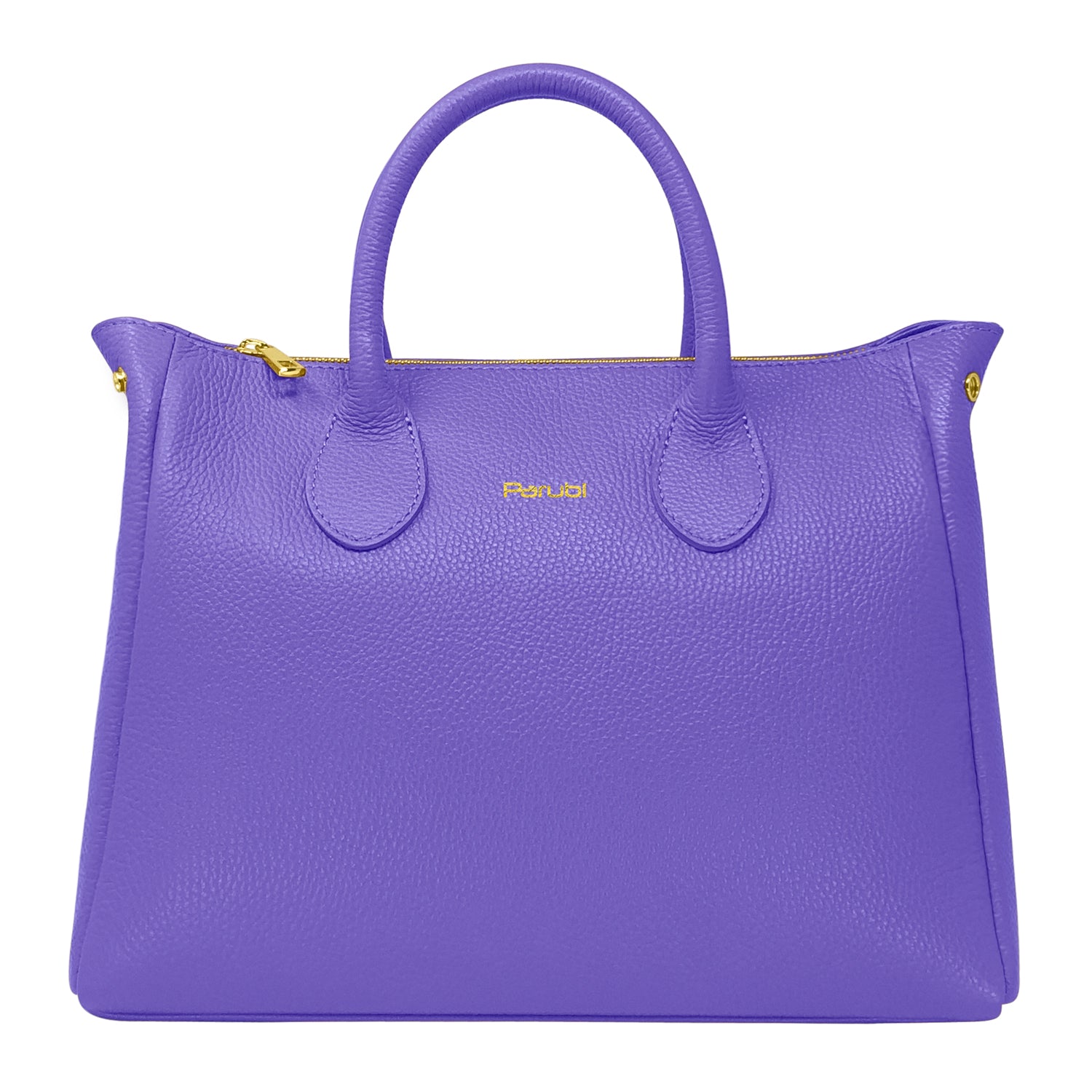Borsa Donna a Mano con Tracolla, In Vera Pelle Morbida, Made in Italy, Modello Ada Blu Pervinca