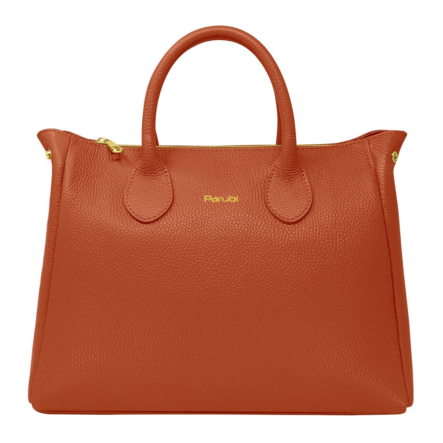 Borsa Donna a Mano con Tracolla, In Vera Pelle Morbida, Made in Italy, Modello Ada Rosso Mattone