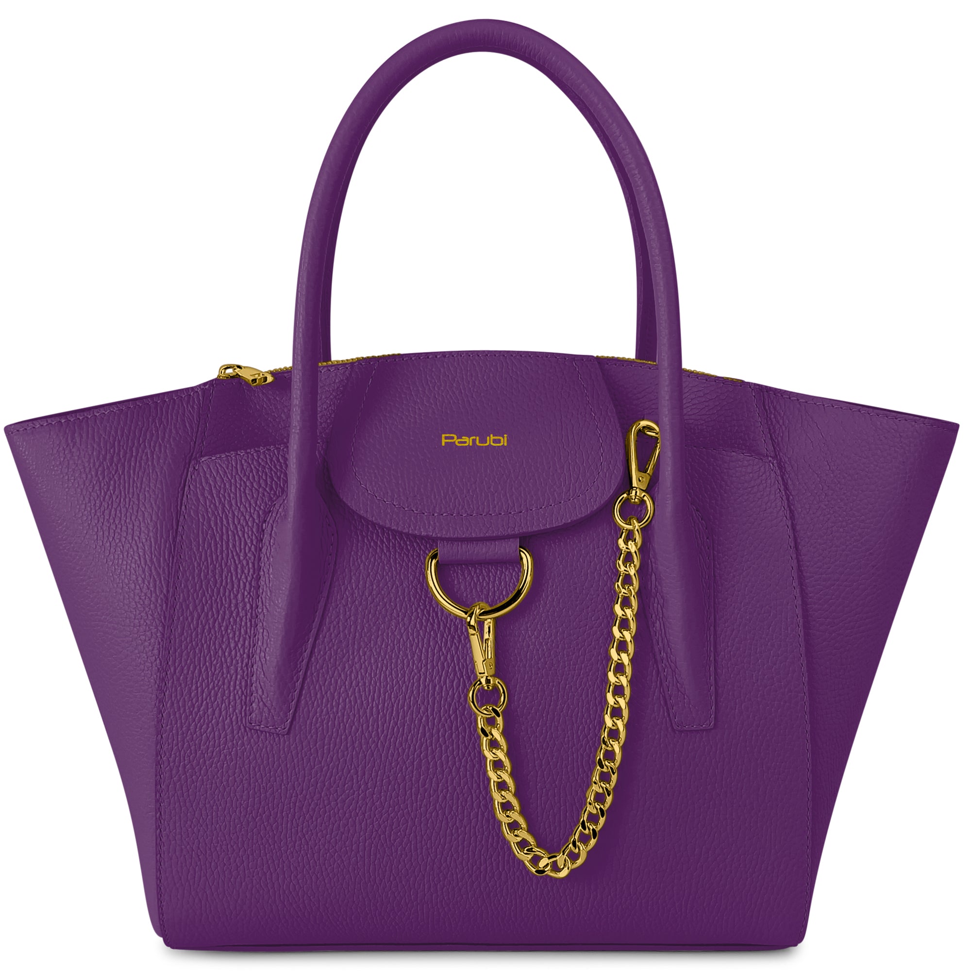 Borsa Donna a Mano con Tracolla, In Vera Pelle Morbida, Made in Italy, Modello Grace Parubi Borse Viola - vista 78