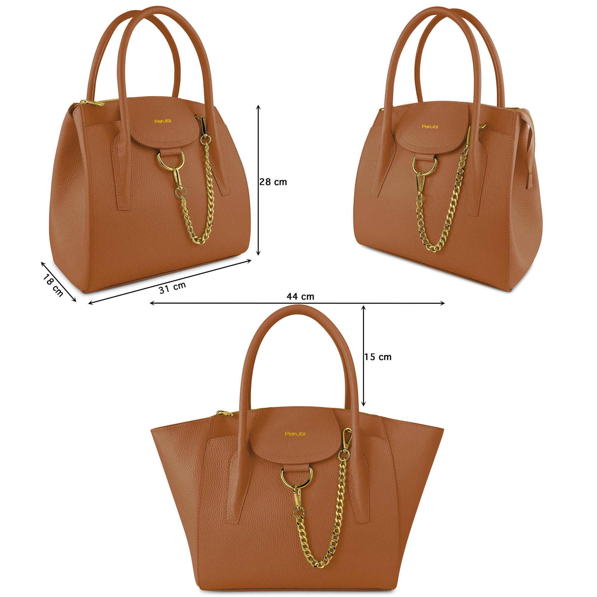 Borsa Donna a Mano con Tracolla, In Vera Pelle Morbida, Made in Italy, Modello Grace Parubi Borse - vista 48