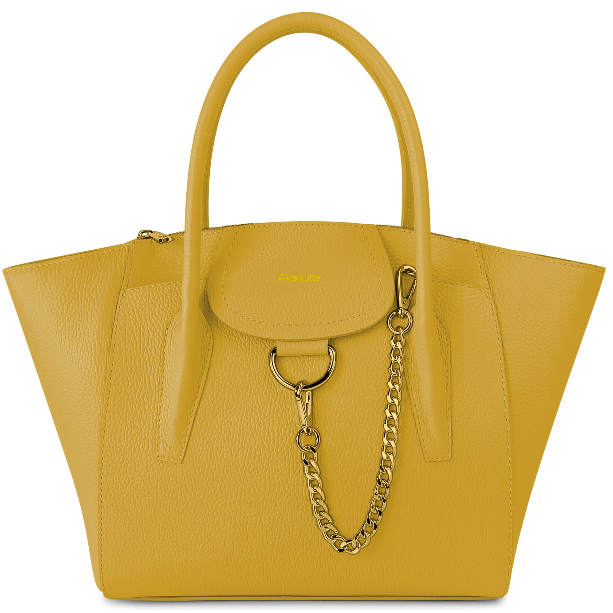 Borsa Donna a Mano con Tracolla, In Vera Pelle Morbida, Made in Italy, Modello Grace Parubi Borse Giallo Canarino - vista 64