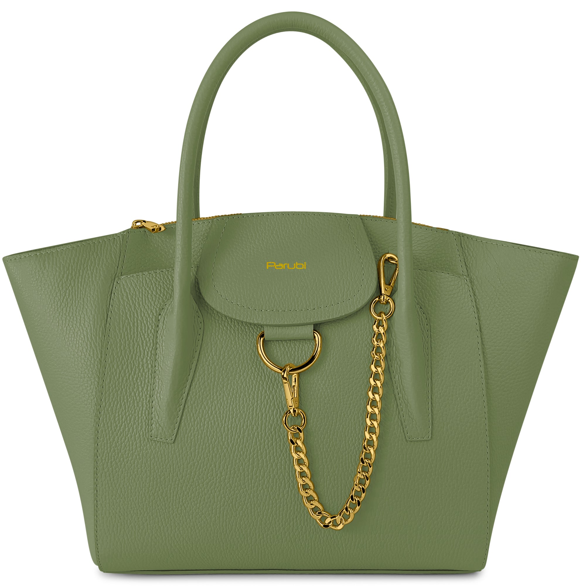 Borsa Donna a Mano con Tracolla, In Vera Pelle Morbida, Made in Italy, Modello Grace Parubi Borse Verde - foto prodotto