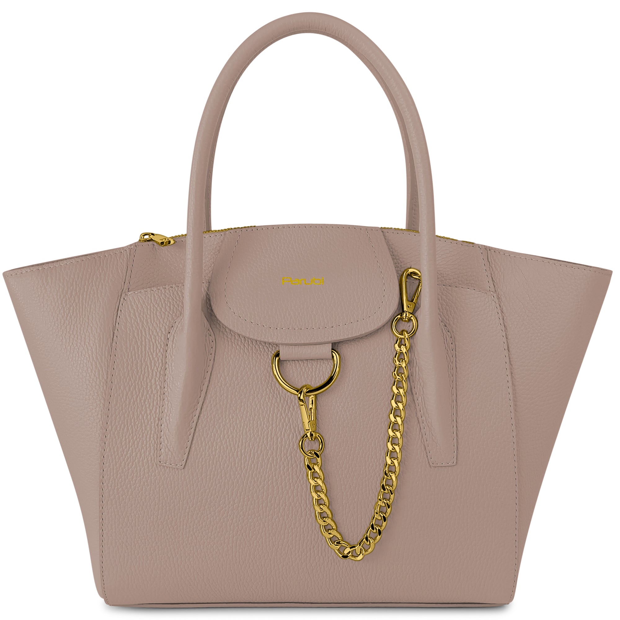 Borsa Donna a Mano con Tracolla, In Vera Pelle Morbida, Made in Italy, Modello Grace Parubi Borse Tortora - vista 36
