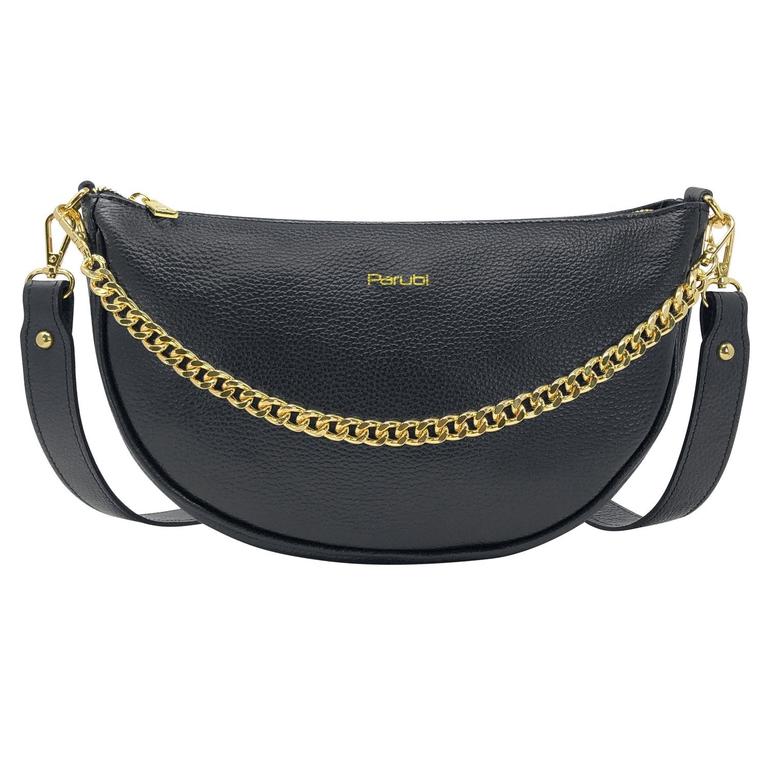 Borsa Donna a Spalla e Tracolla, In Vera Pelle, Made in Italy, Modello Glenda Nero