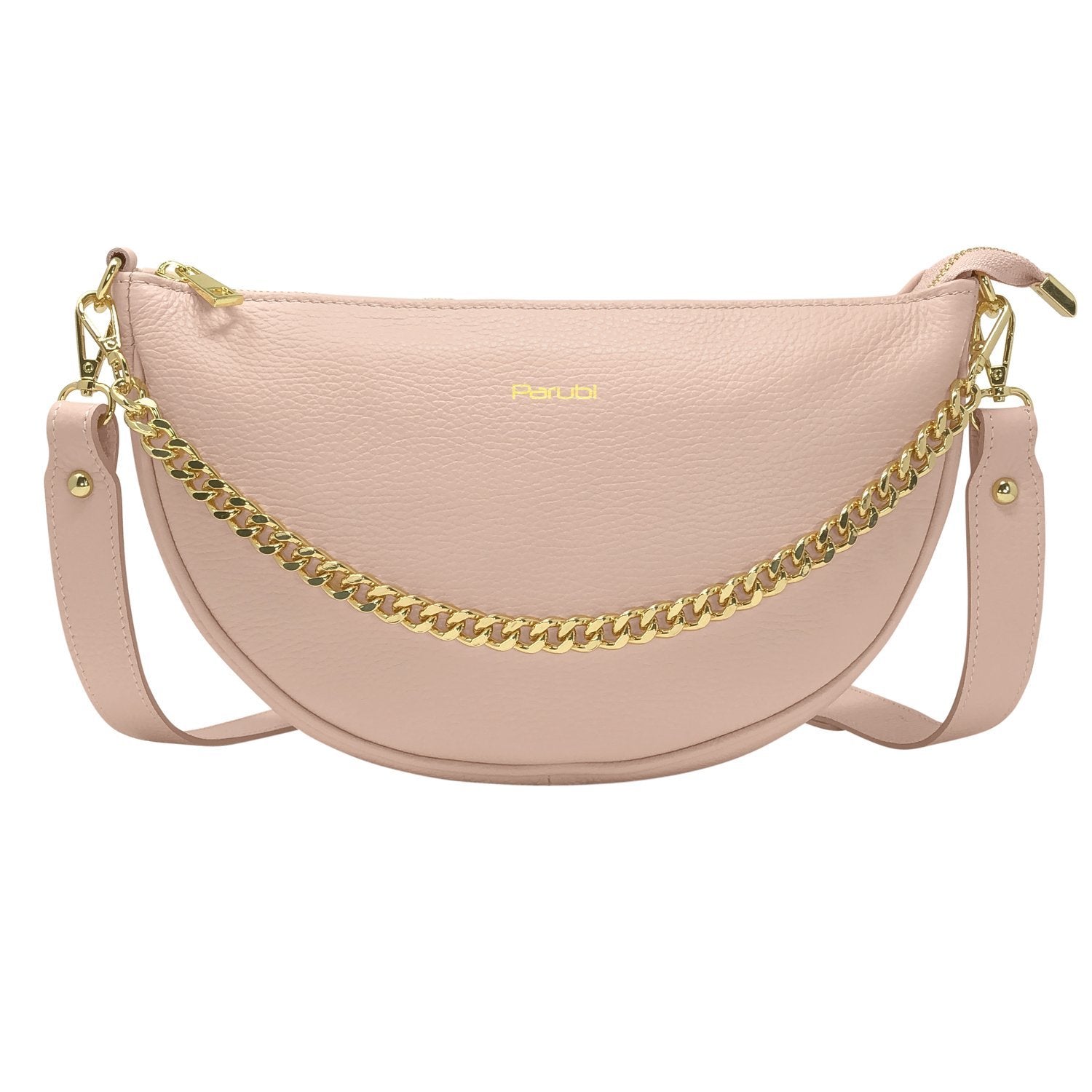 Borsa Donna a Spalla e Tracolla, In Vera Pelle, Made in Italy, Modello Glenda Rosa Cipria