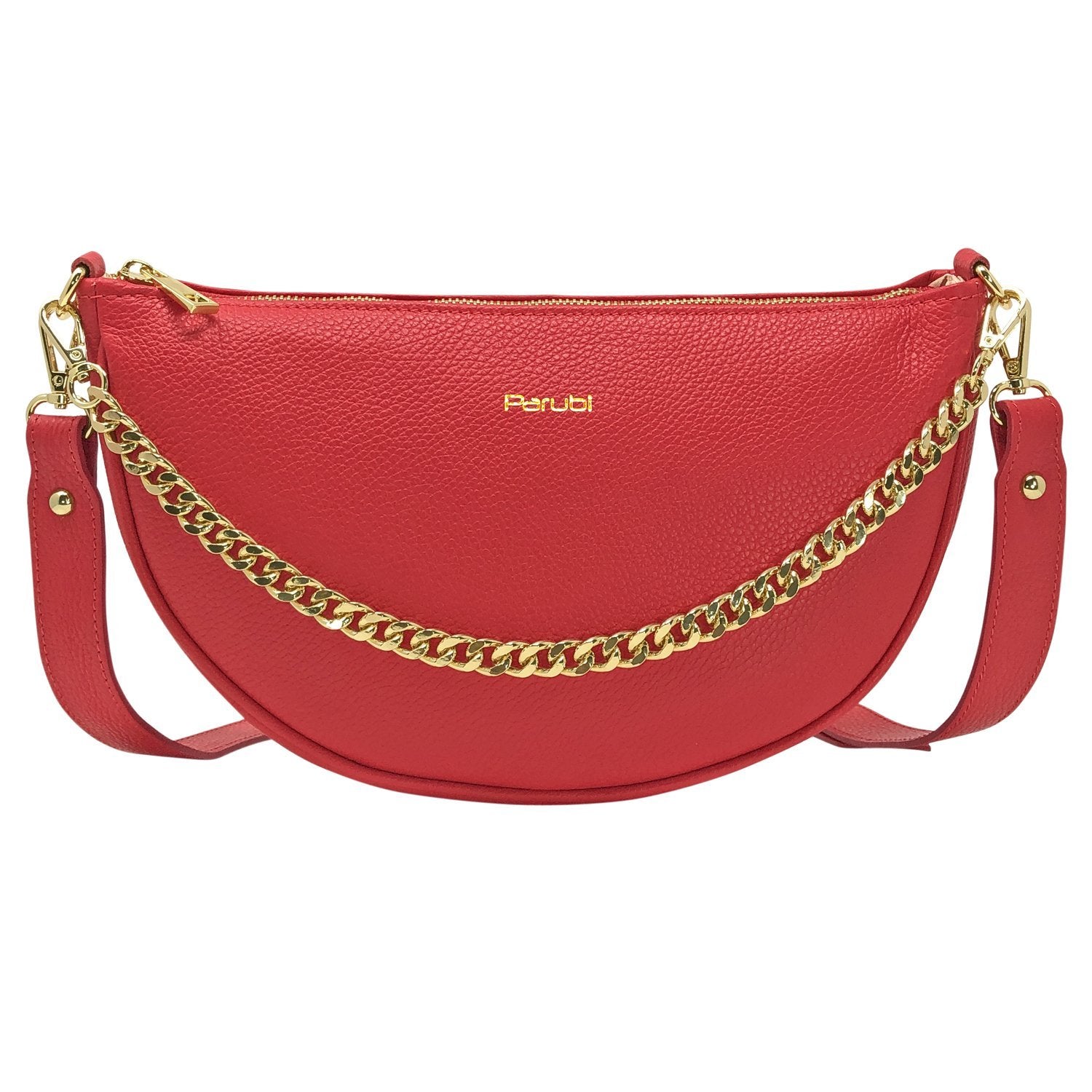 Borsa Donna a Spalla e Tracolla, In Vera Pelle, Made in Italy, Modello Glenda Rosso