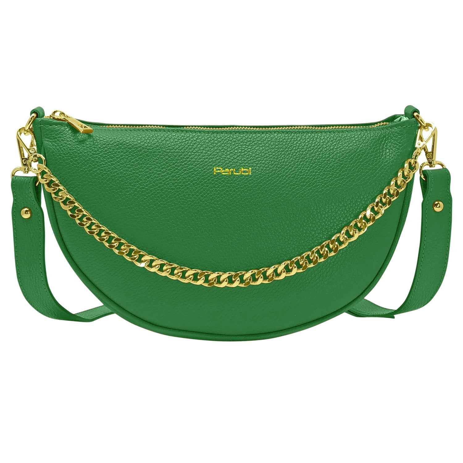 Borsa Donna a Spalla e Tracolla, In Vera Pelle, Made in Italy, Modello Glenda Verde Bottiglia