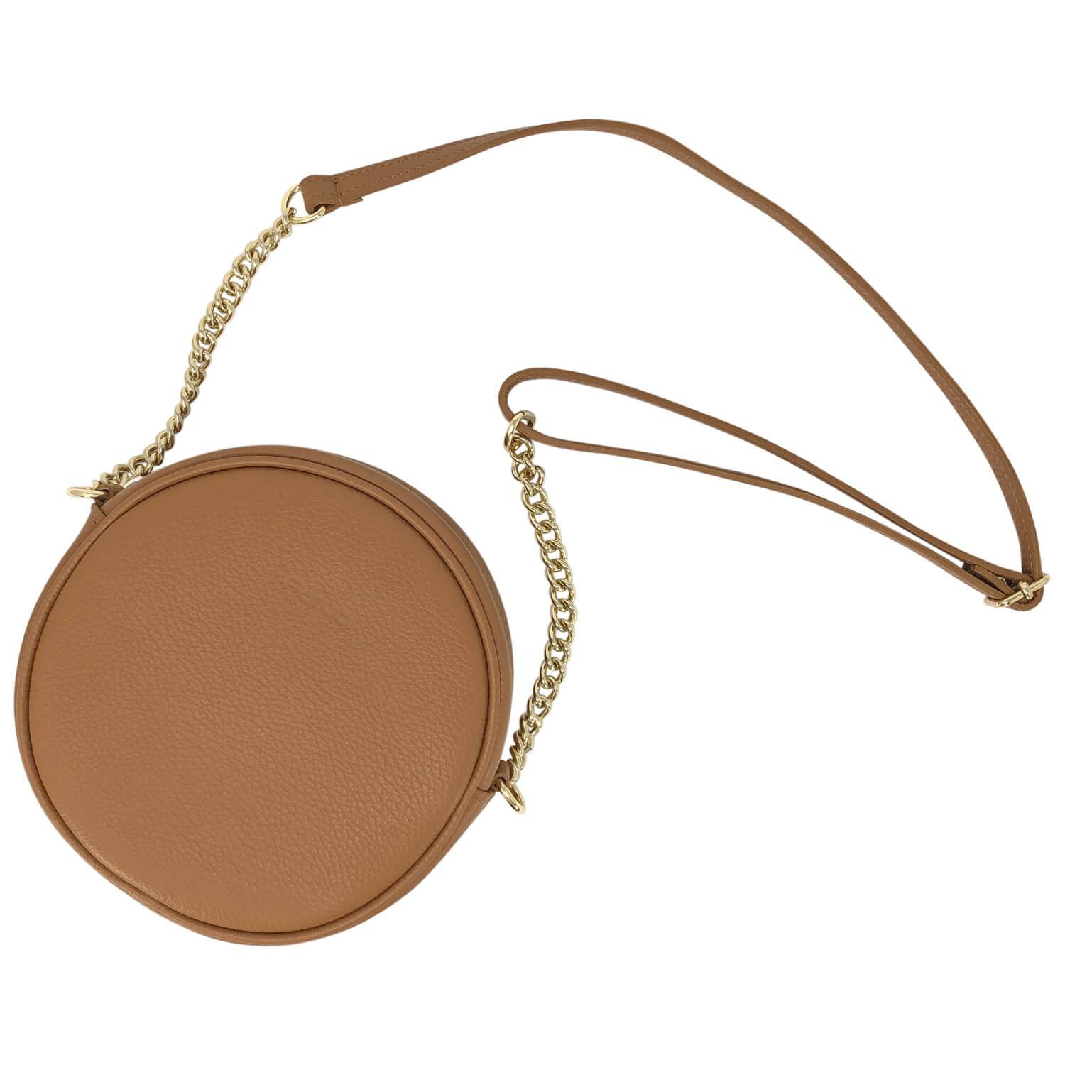 Borsa Donna a Tracolla, In Vera Pelle, Made in Italy, Modello Greta, Colore Cuoio