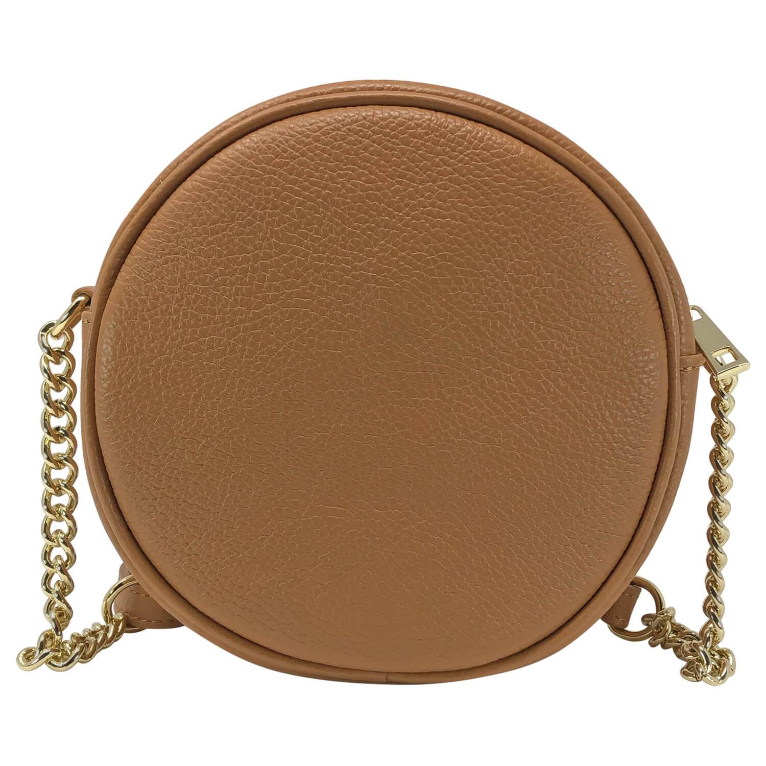 Borsa Donna a Tracolla, In Vera Pelle, Made in Italy, Modello Greta, Colore Cuoio