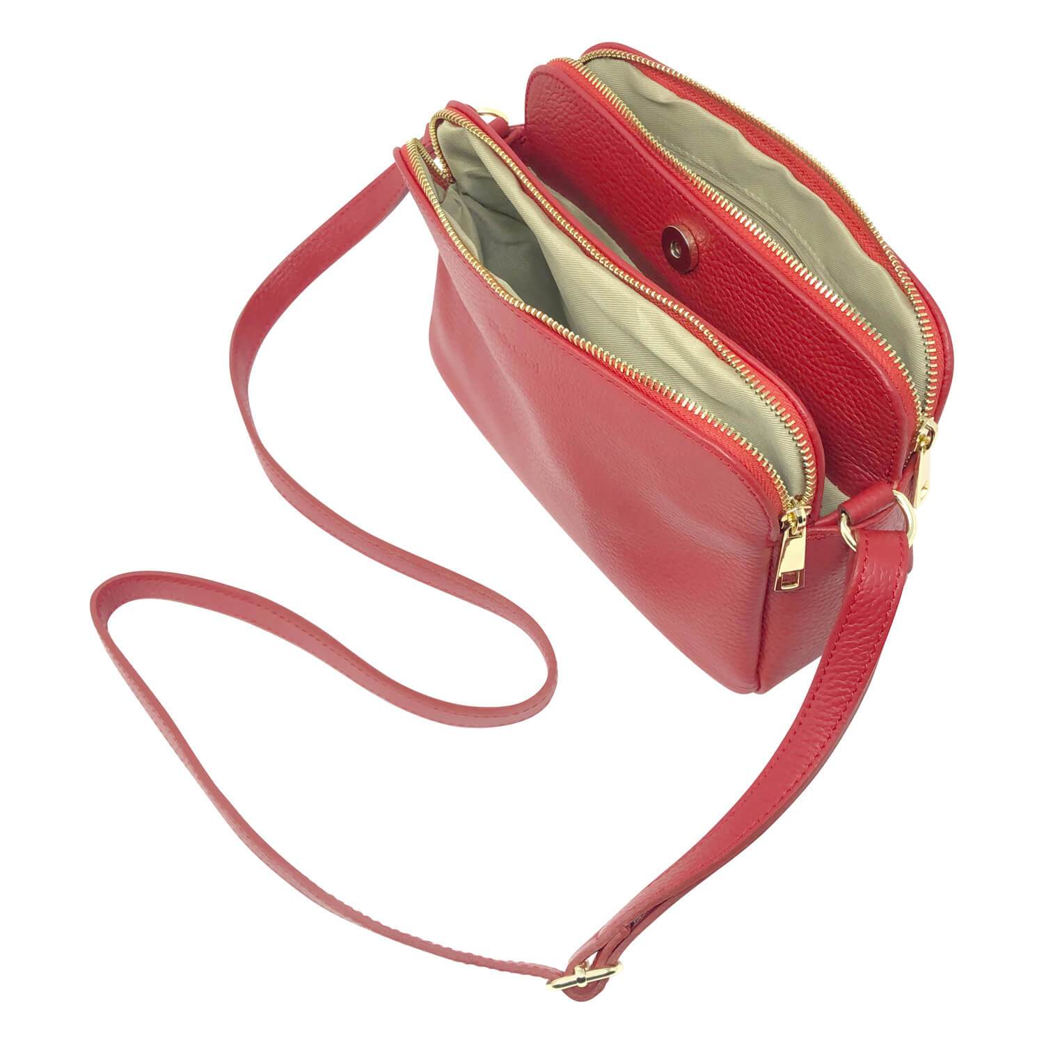 Borsa Donna a Tracolla, In Vera Pelle, Made in Italy, Modello Amina