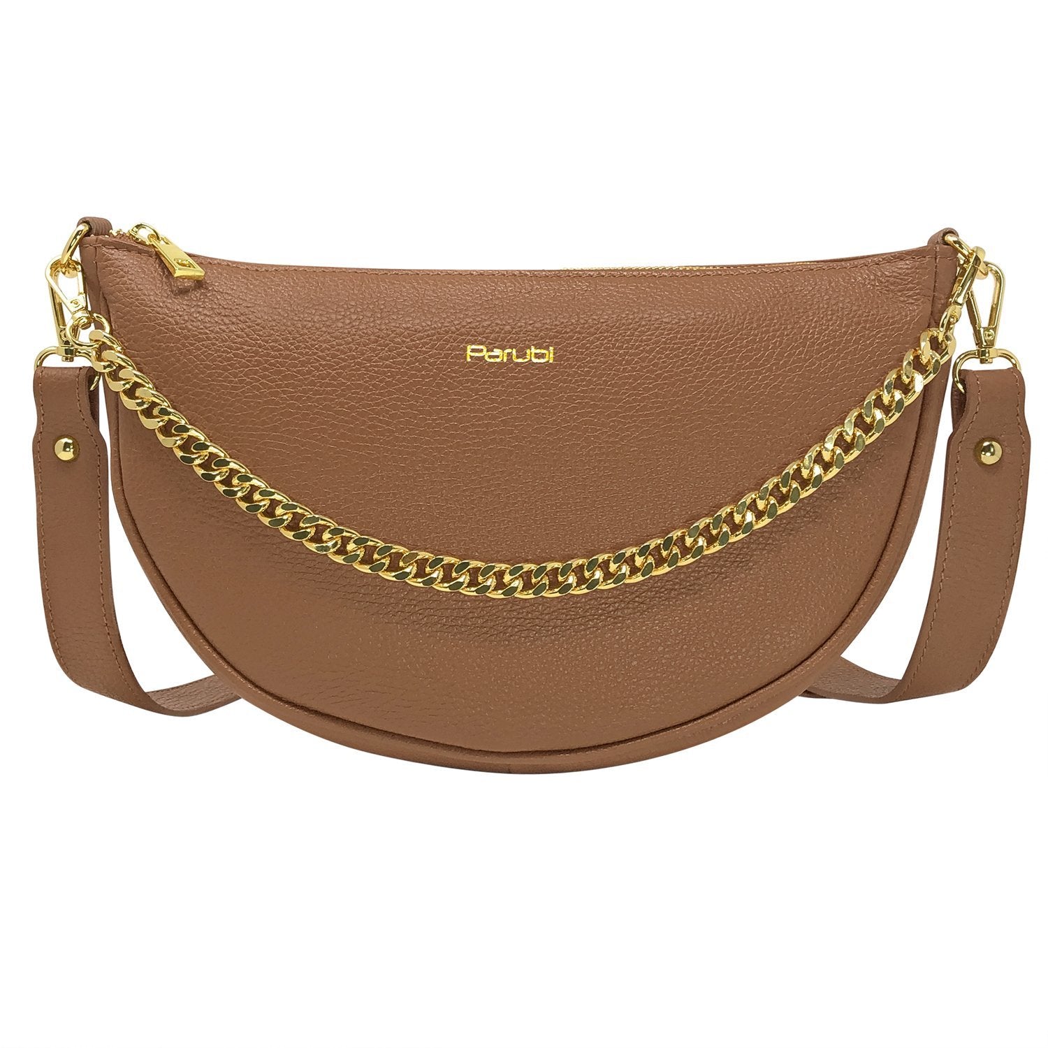 Borsa Donna a Spalla e Tracolla, In Vera Pelle, Made in Italy, Modello Glenda Marrone Chiaro