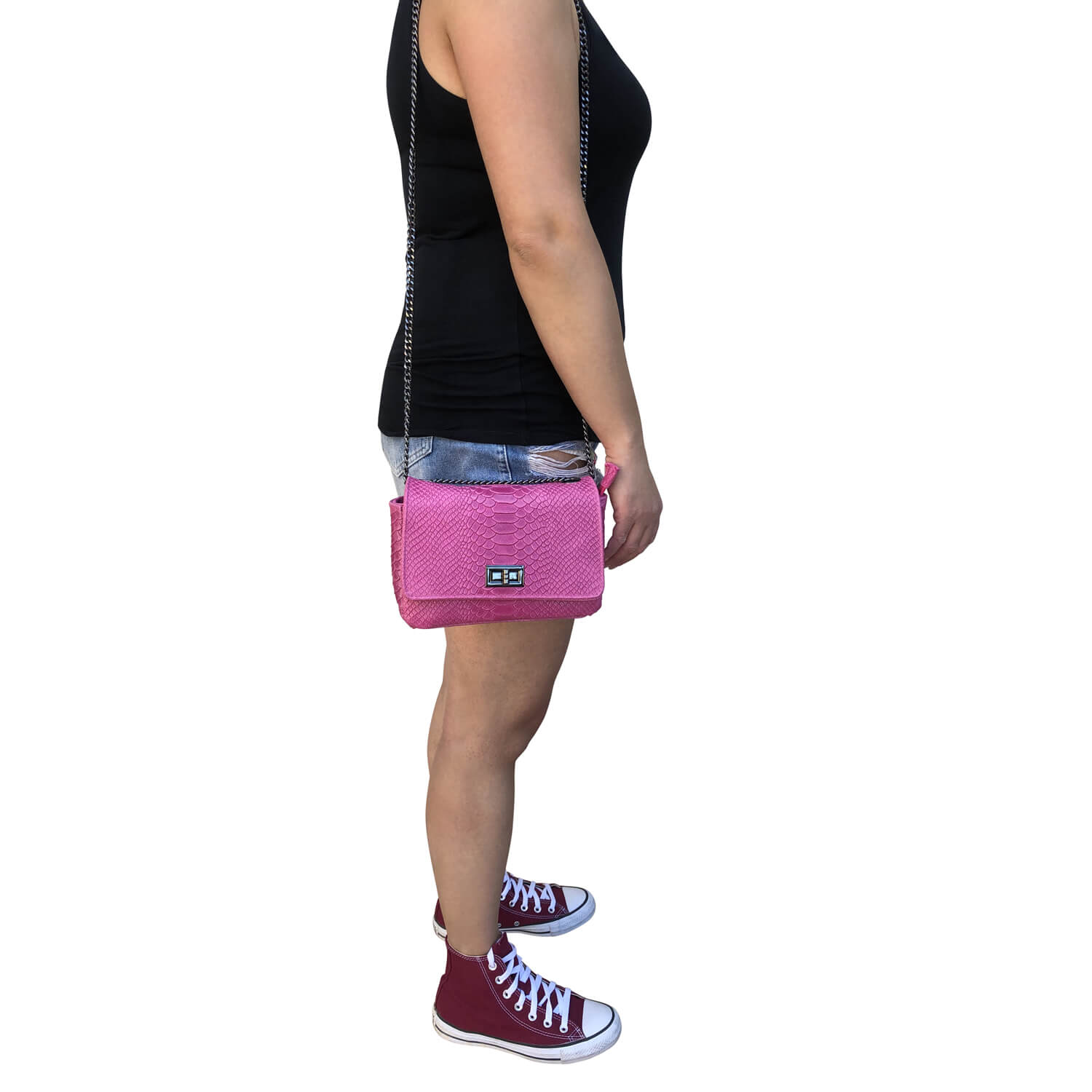 Borsa Donna a Tracolla, In Vera Pelle Pitonata, Made in Italy, Modello Tessa Parubi Borse - vista 6
