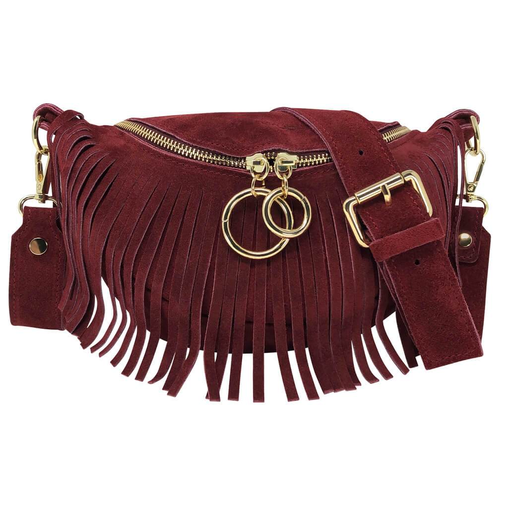Marsupio Donna con Tracolla / Cintura, In Vera Pelle, Made In Italy, Modello Zelda Parubi Bordeaux - foto prodotto