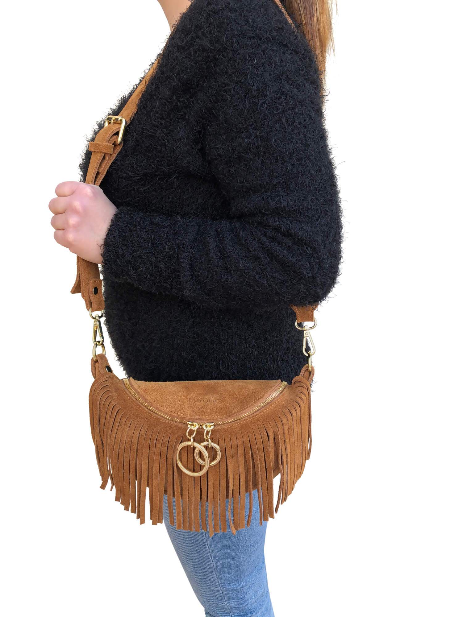 Marsupio Donna con Tracolla / Cintura, In Vera Pelle, Made In Italy, Modello Zelda Parubi - vista 8