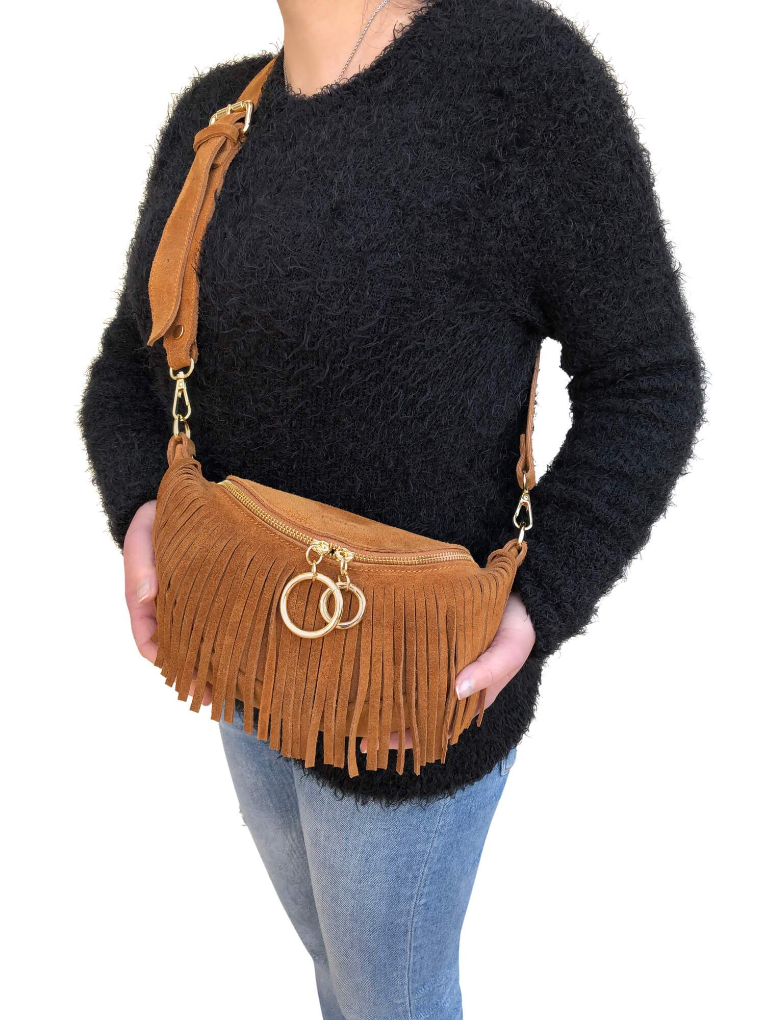 Marsupio Donna con Tracolla / Cintura, In Vera Pelle, Made In Italy, Modello Zelda Parubi - vista 7