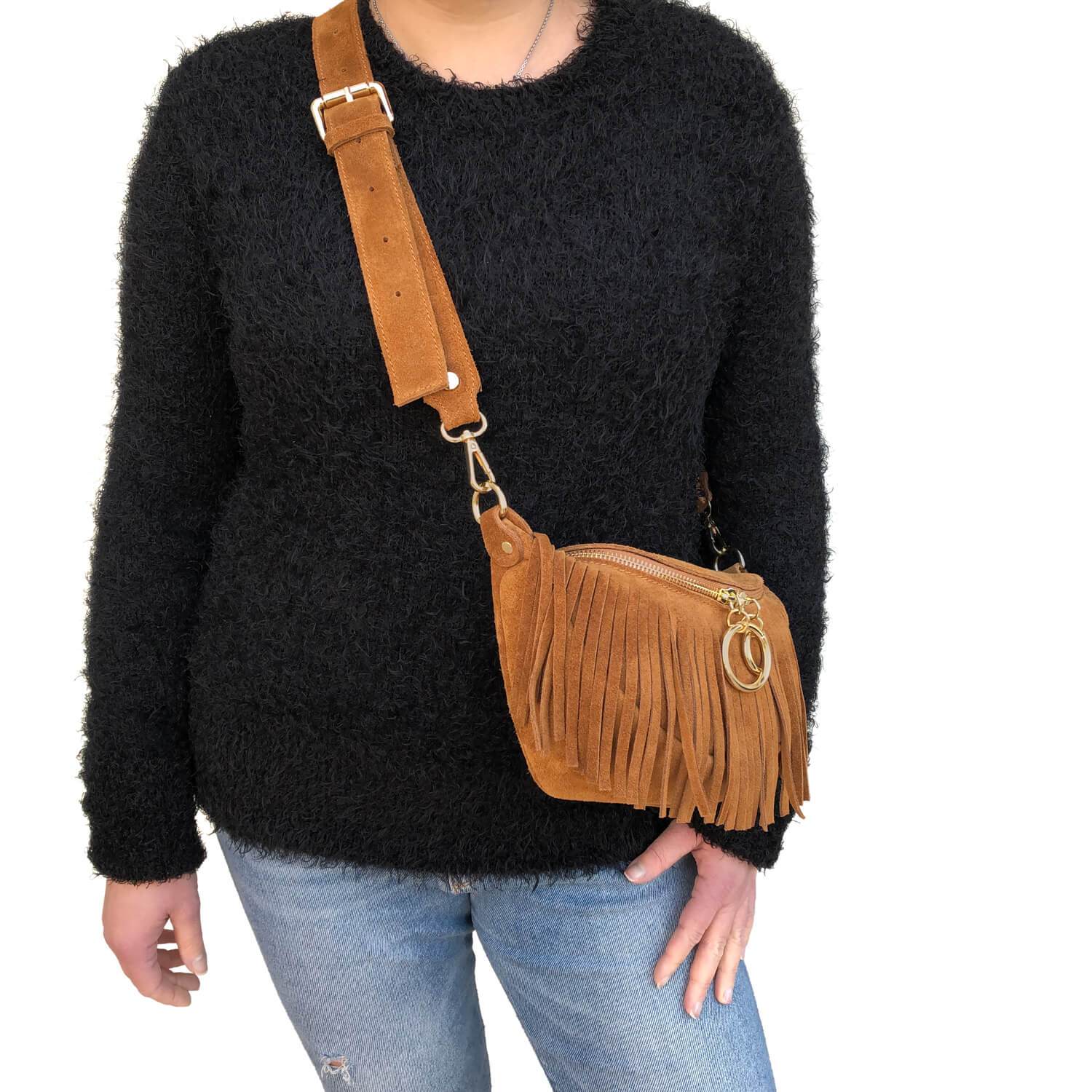 Marsupio Donna con Tracolla / Cintura, In Vera Pelle, Made In Italy, Modello Zelda Parubi - vista 6