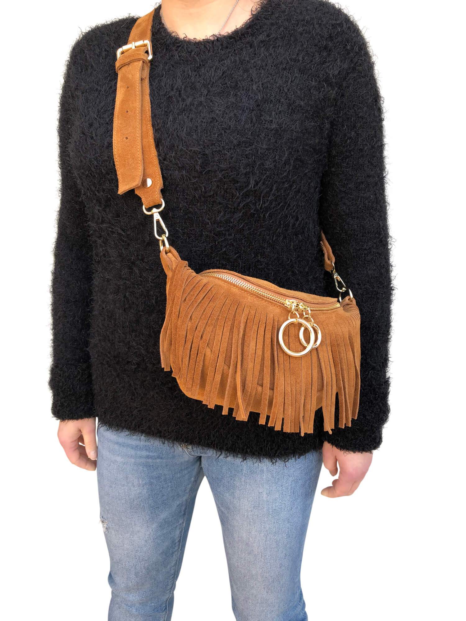 Marsupio Donna con Tracolla / Cintura, In Vera Pelle, Made In Italy, Modello Zelda Parubi - vista 5
