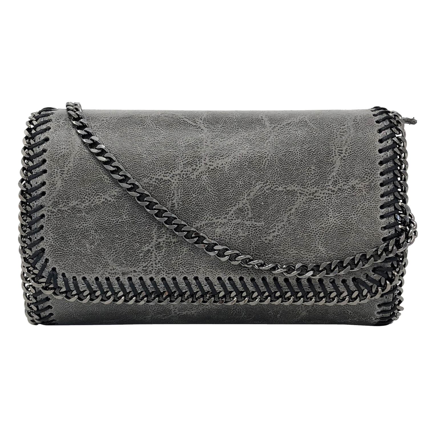 Borsa Donna a Tracolla, In Vera Pelle, Made in Italy, Modello Asia Grigio