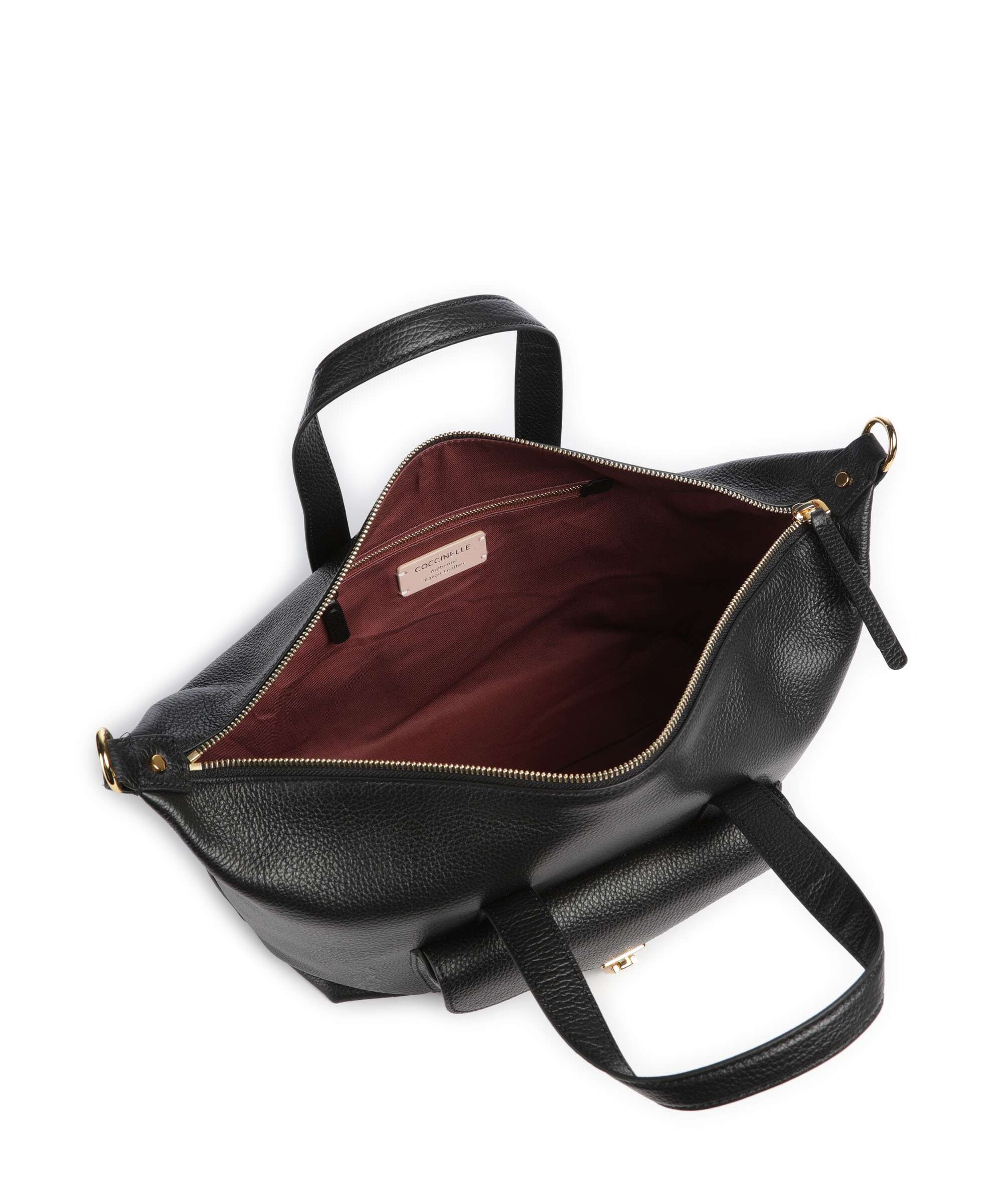 Coccinelle Borsa a Tracolla Pelle Donna Nera Stampa Logo