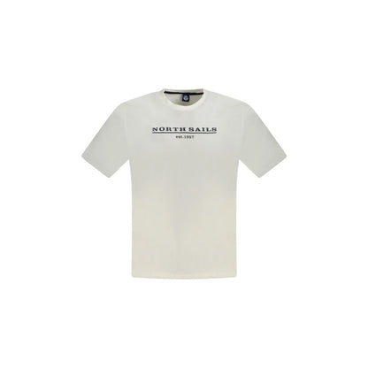 North Sails T-Shirt Uomo Bianca Girocollo Cotone Stampa Logo Bianco - foto prodotto